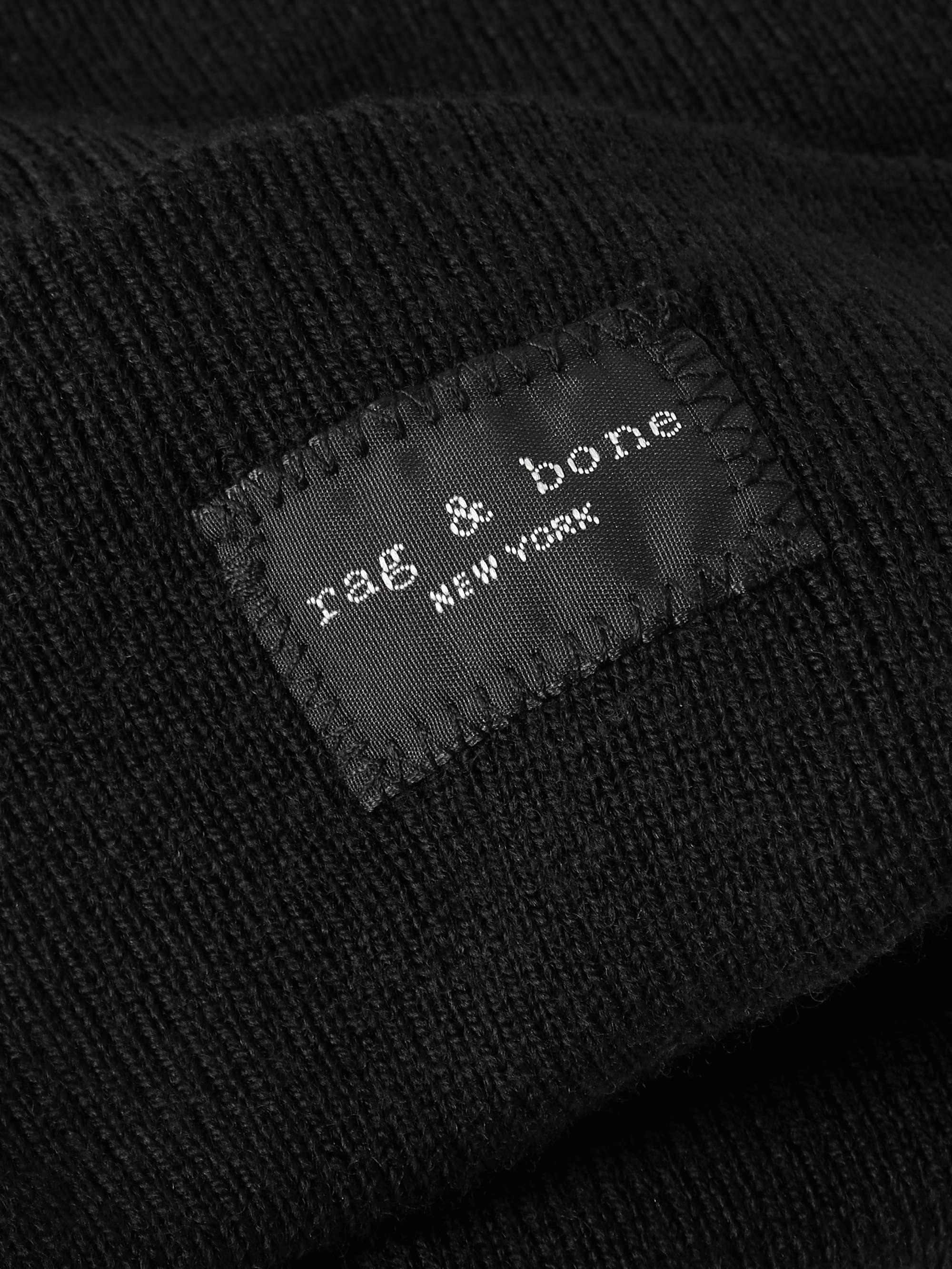 RAG & BONE Addison Logo-Appliquéd Ribbed Wool-Blend Beanie