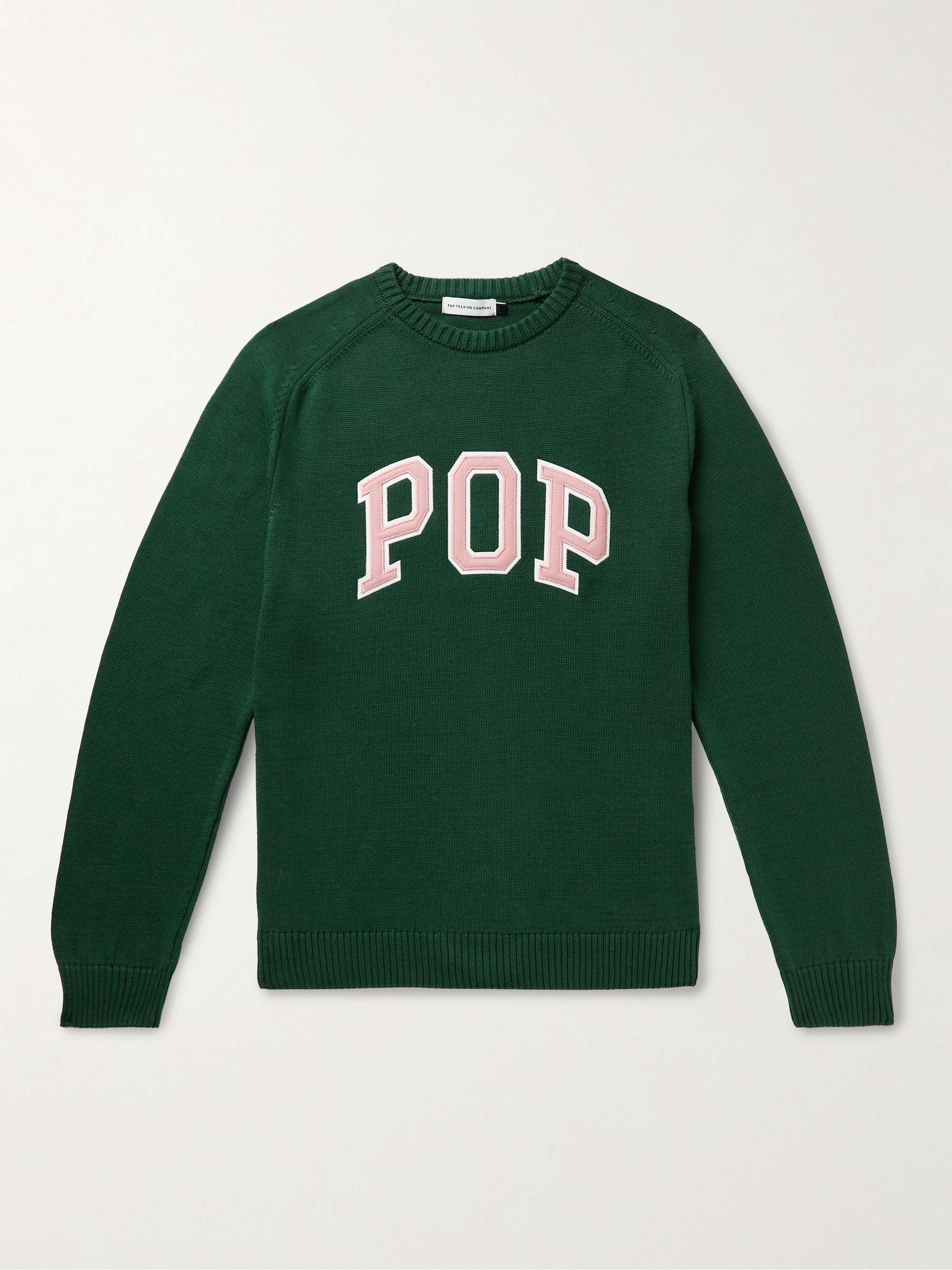 POP TRADING COMPANY Arch Logo-Appliquéd Ribbed Cotton Sweater