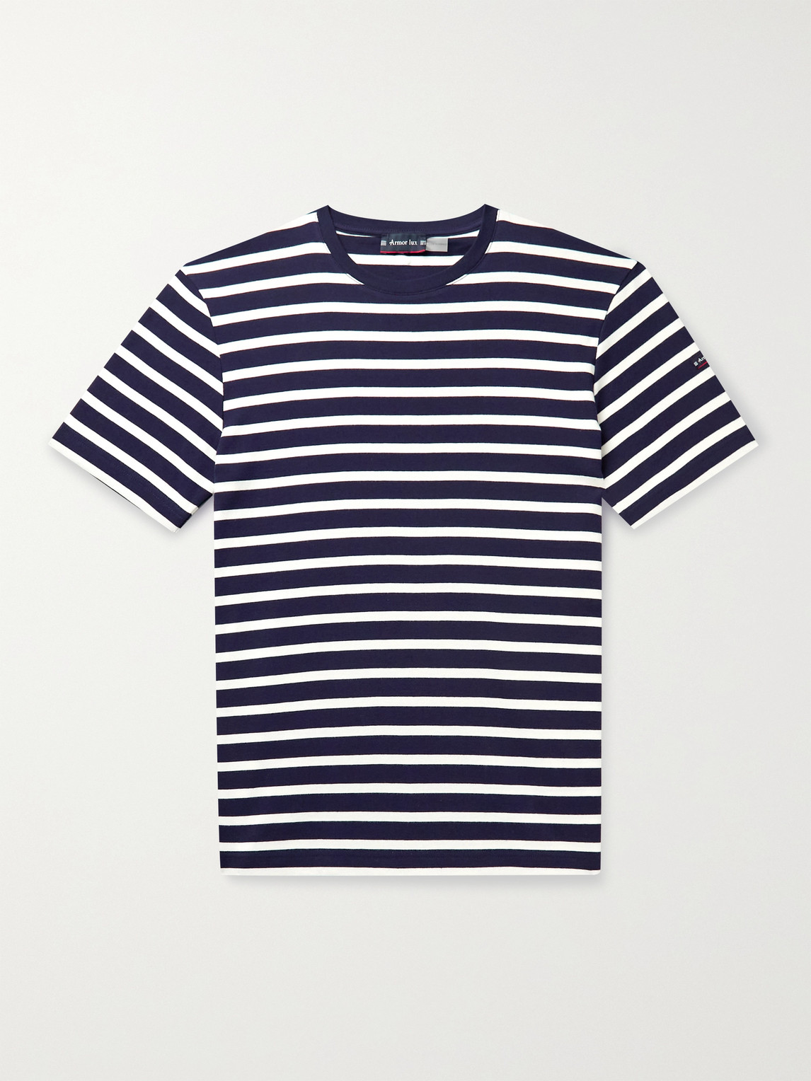 Armor-lux Slim-fit Striped Cotton-jersey T-shirt In Blue