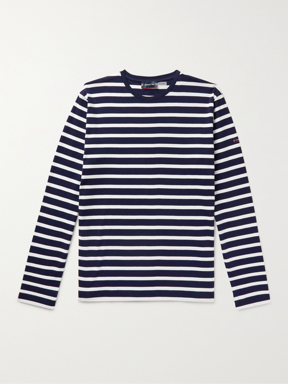 Armor-lux Slim-fit Striped Cotton-jersey T-shirt In Blue