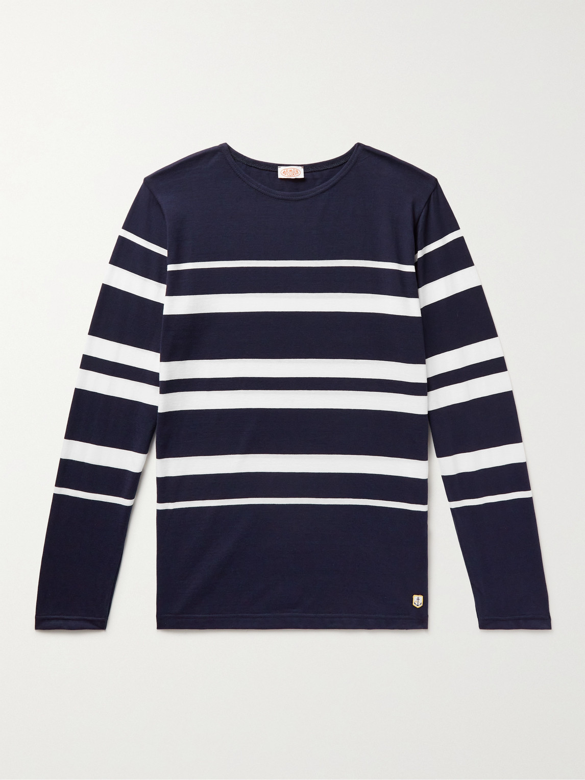 Armor-lux L/s Sailor Stripe Tee Shirt - Navy/white In Blue