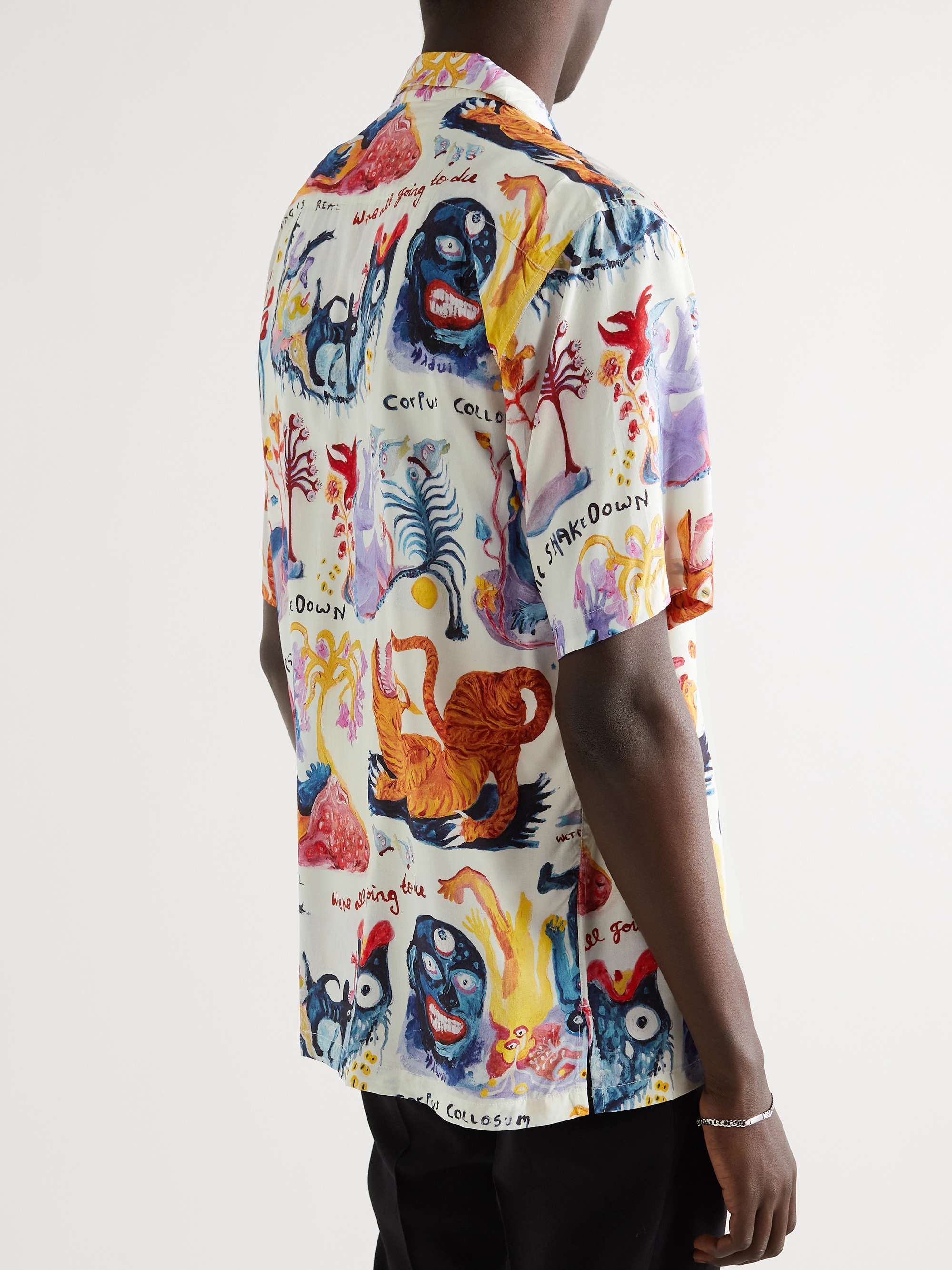 ENDLESS JOY Convertible-Collar Printed Woven Shirt