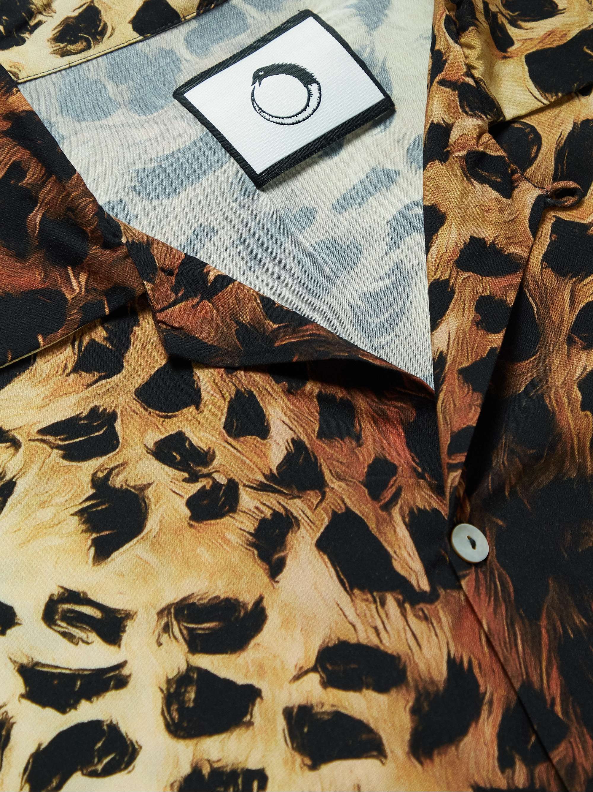 ENDLESS JOY Convertible-Collar Leopard-Print Woven Shirt