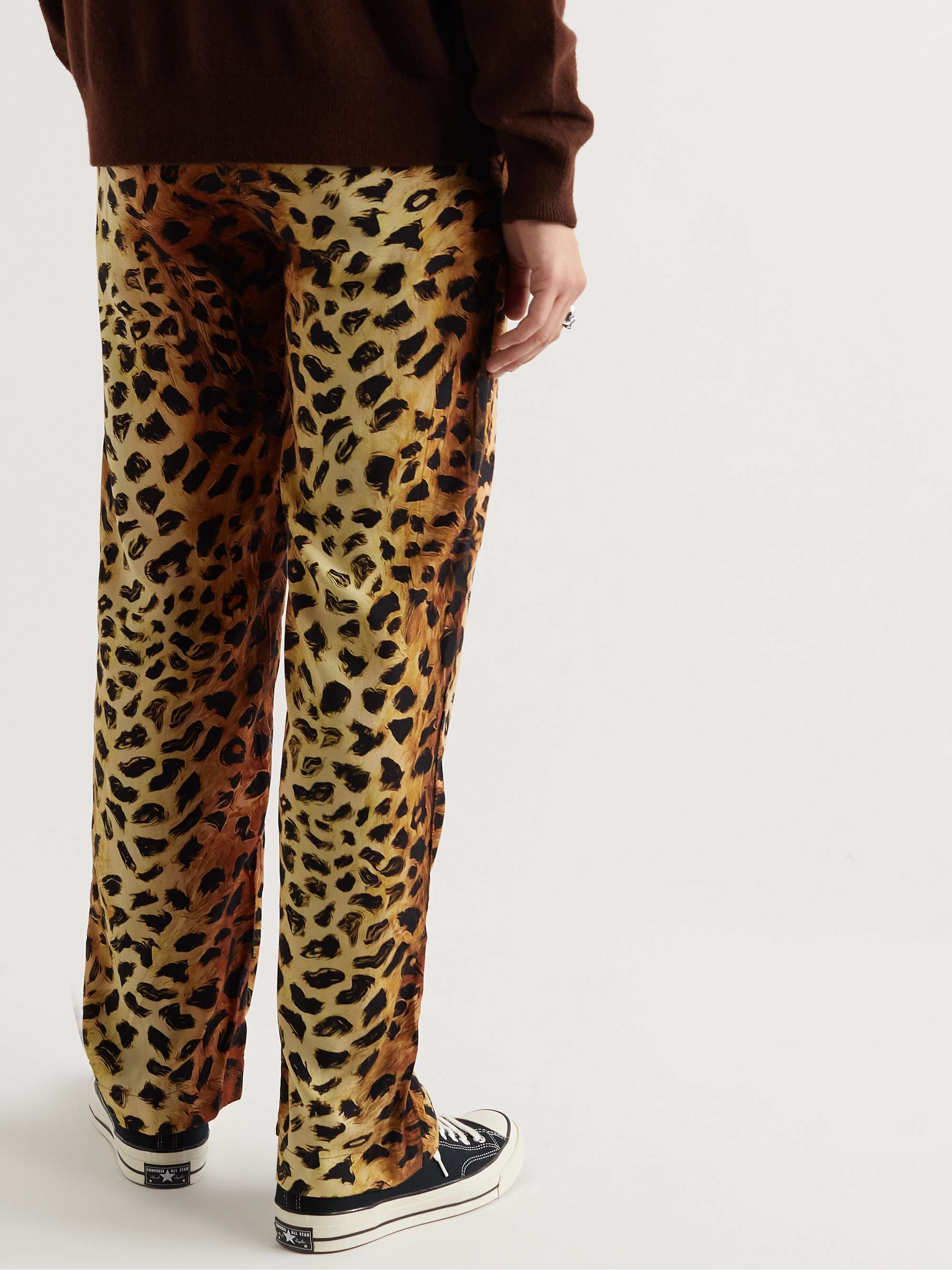 ENDLESS JOY Straight-Leg Leopard-Print TENCEL-Blend Trousers