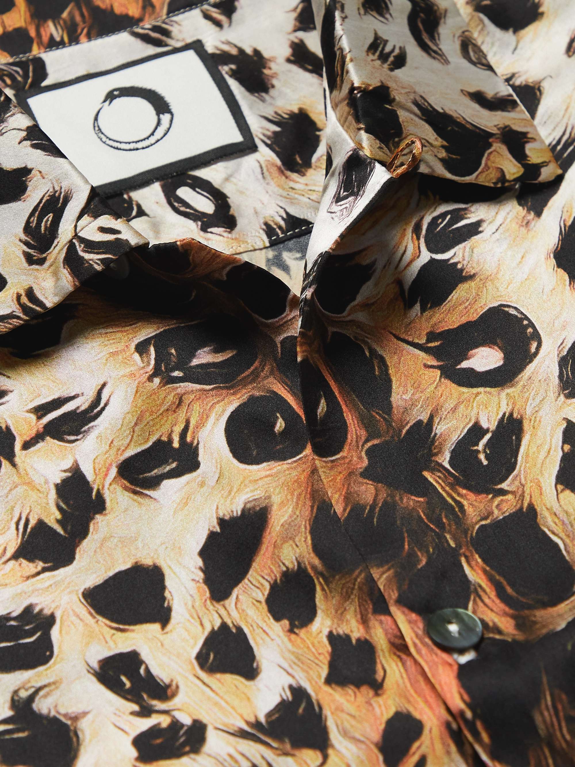 ENDLESS JOY Convertible-Collar Leopard-Print Silk-Satin Shirt