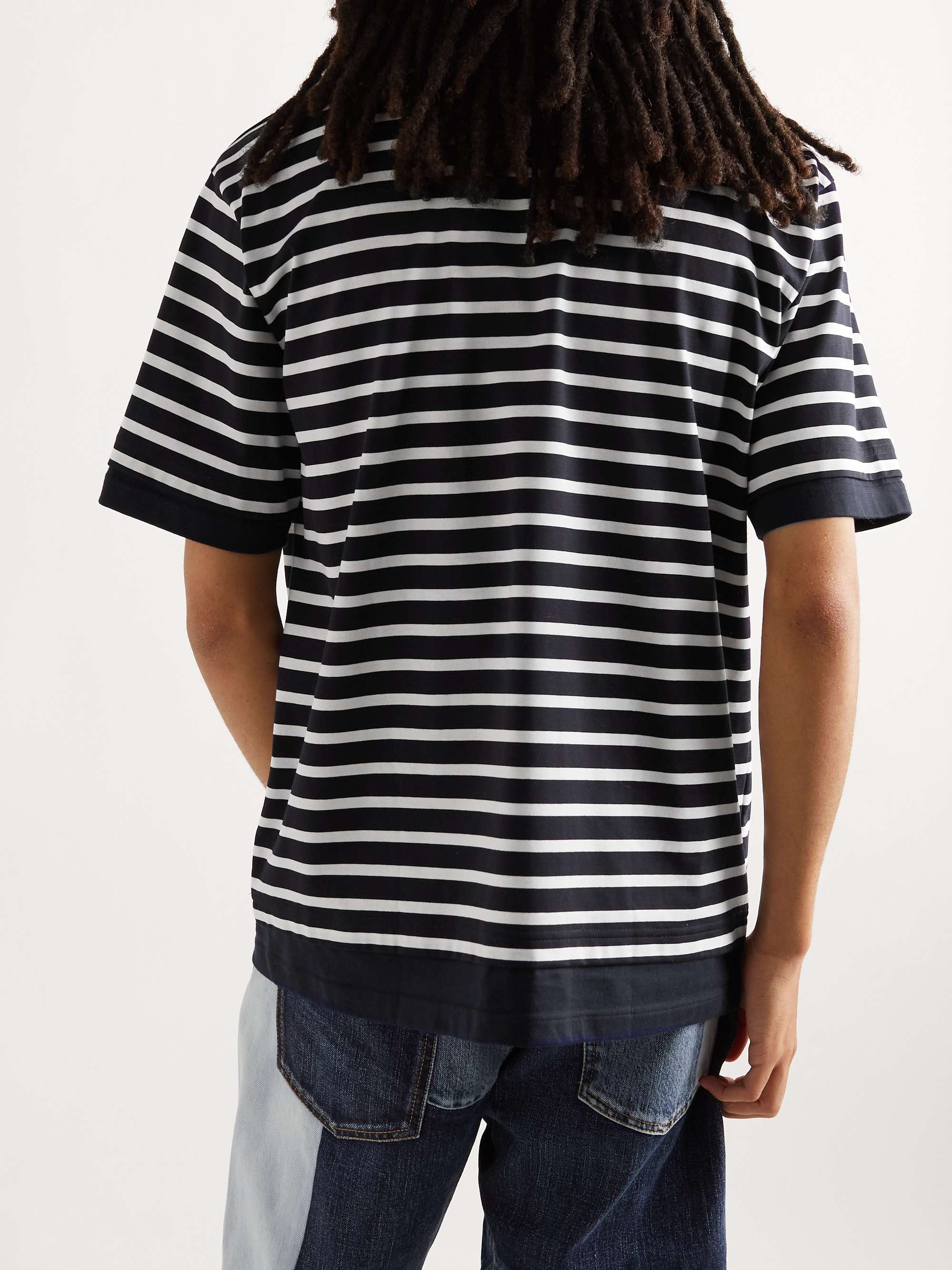 COMME DES GARÇONS HOMME Logo-Appliquéd Striped Cotton-Jersey T-Shirt