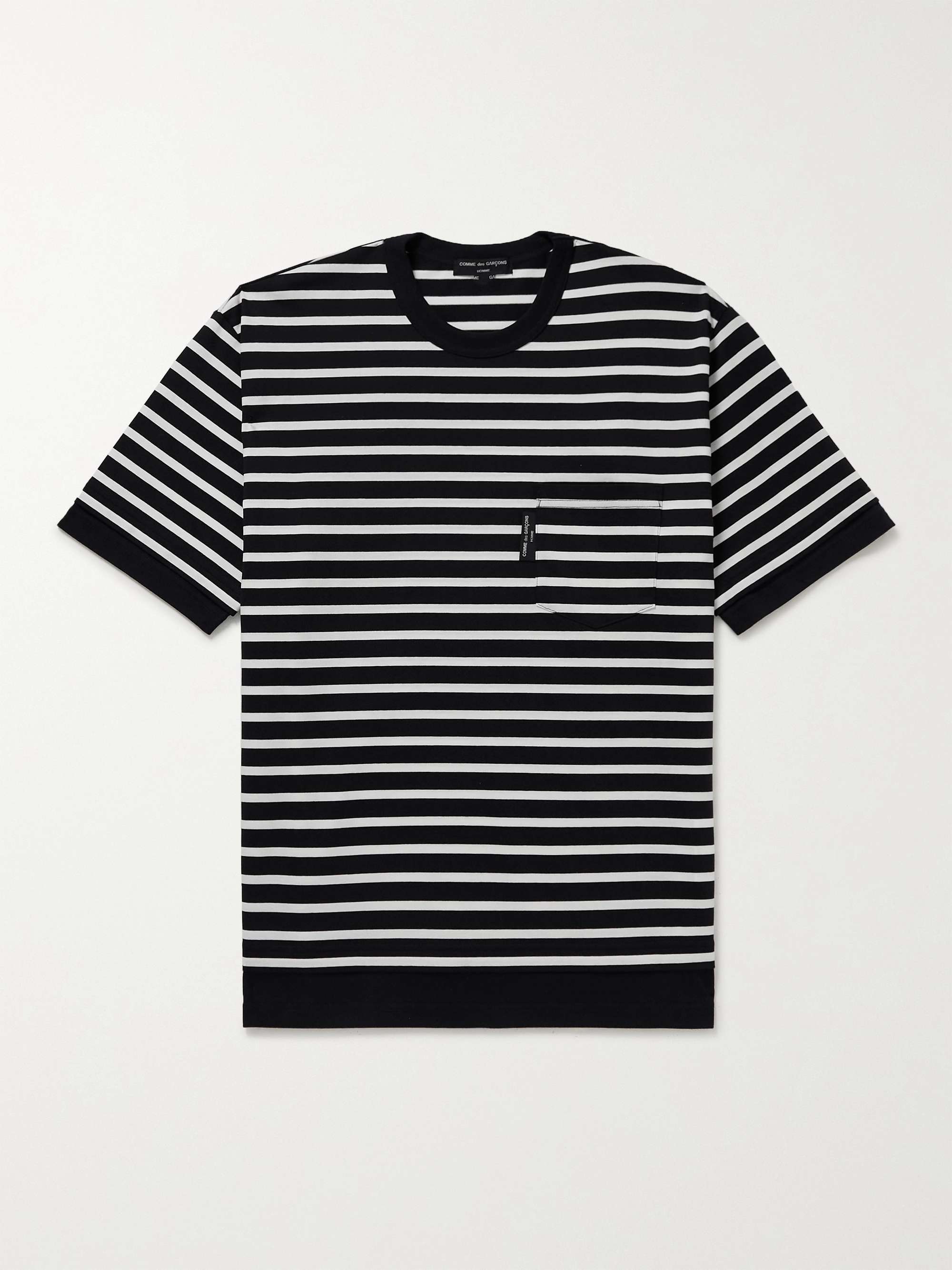 COMME DES GARÇONS HOMME Logo-Appliquéd Striped Cotton-Jersey T-Shirt