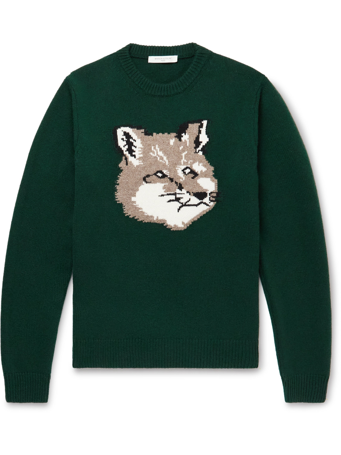 Maison Kitsuné - Intarsia Wool Sweater - Men - Green - L