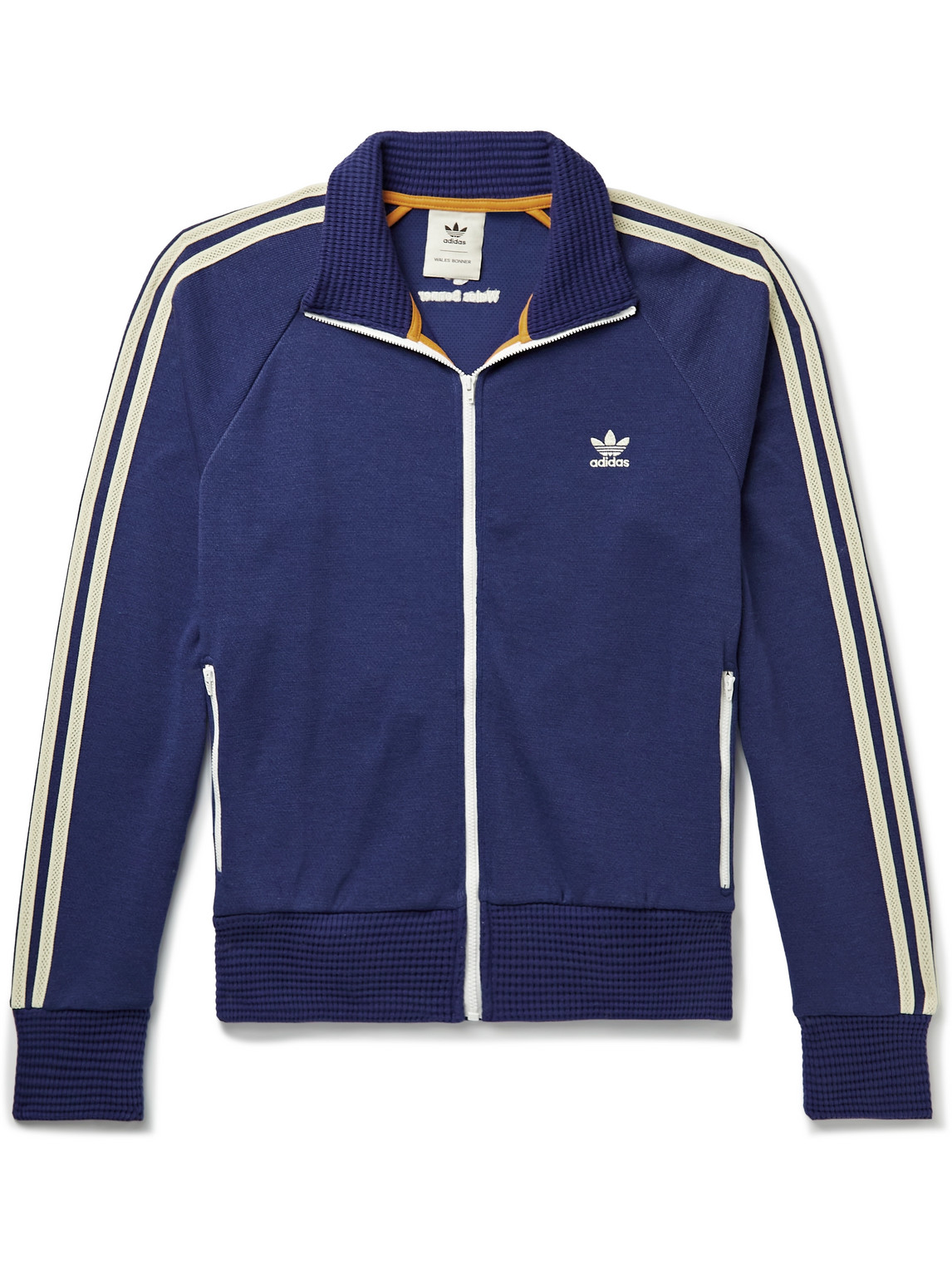 Adidas Consortium Wales Bonner Striped Tech-jersey Track Jacket In Blue