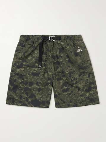 NIKE NRG ACG Wide-Leg Camouflage-Print Belted Nylon Shorts
