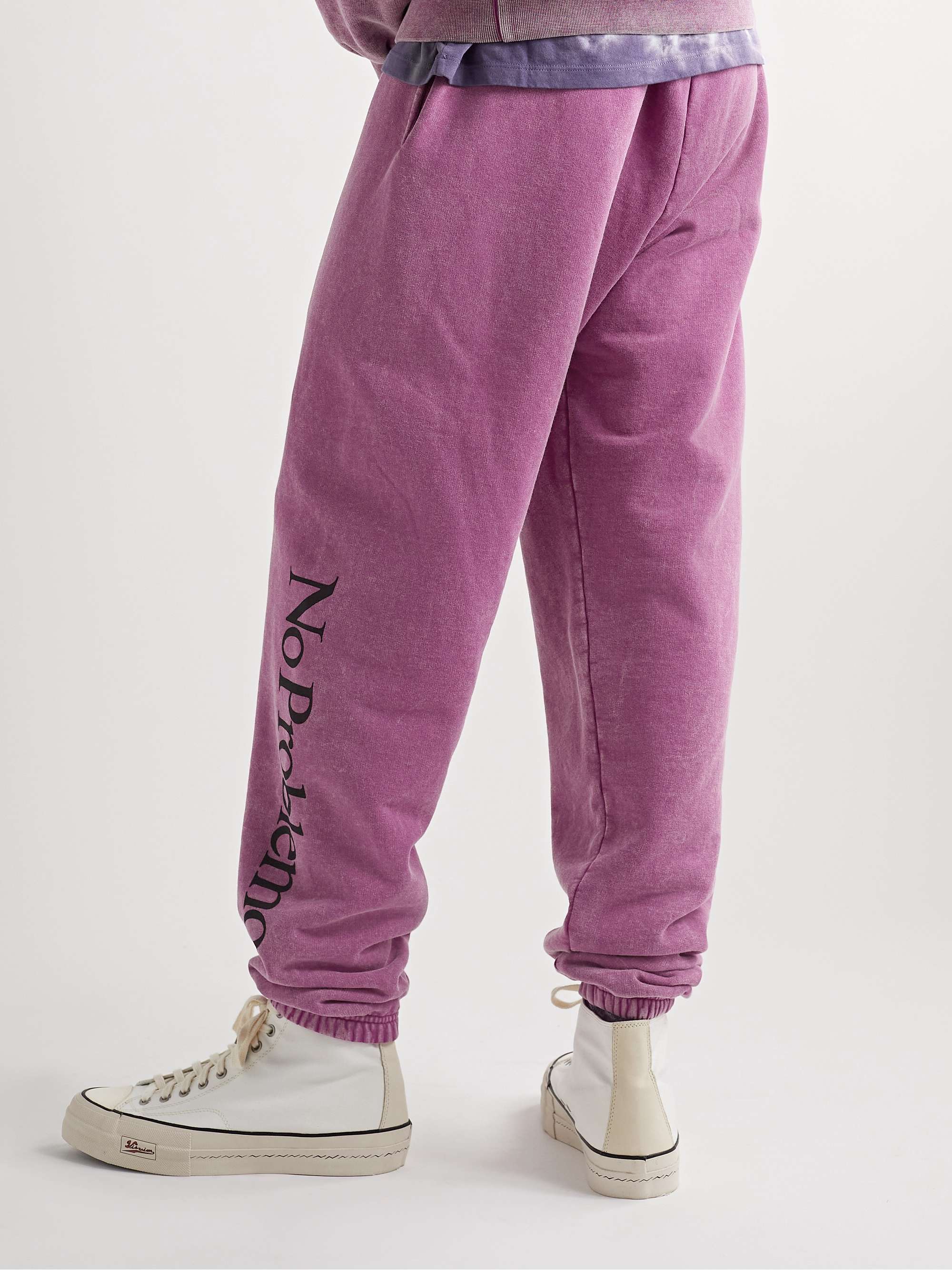 ARIES No Problemo Tapered Acid-Washed Cotton-Jersey Sweatpants