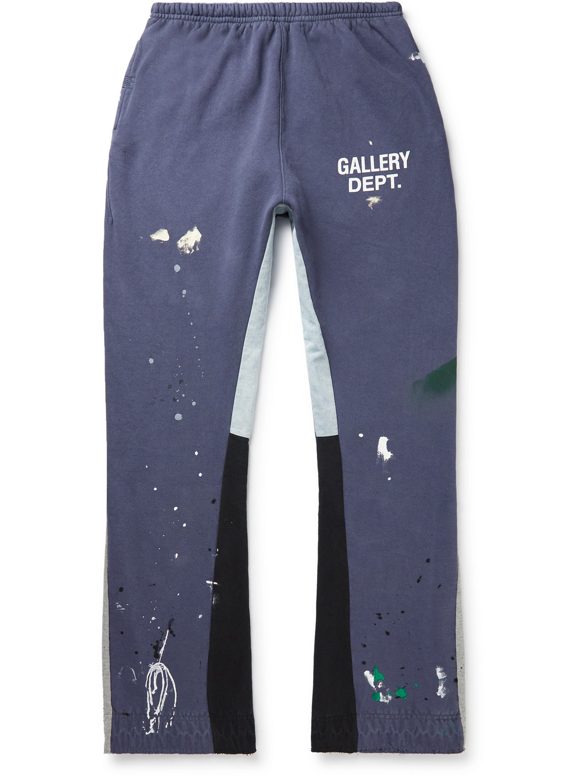 Gallery Dept. Paint-splattered Denim-trimmed Cotton-jersey Sweatpants ...