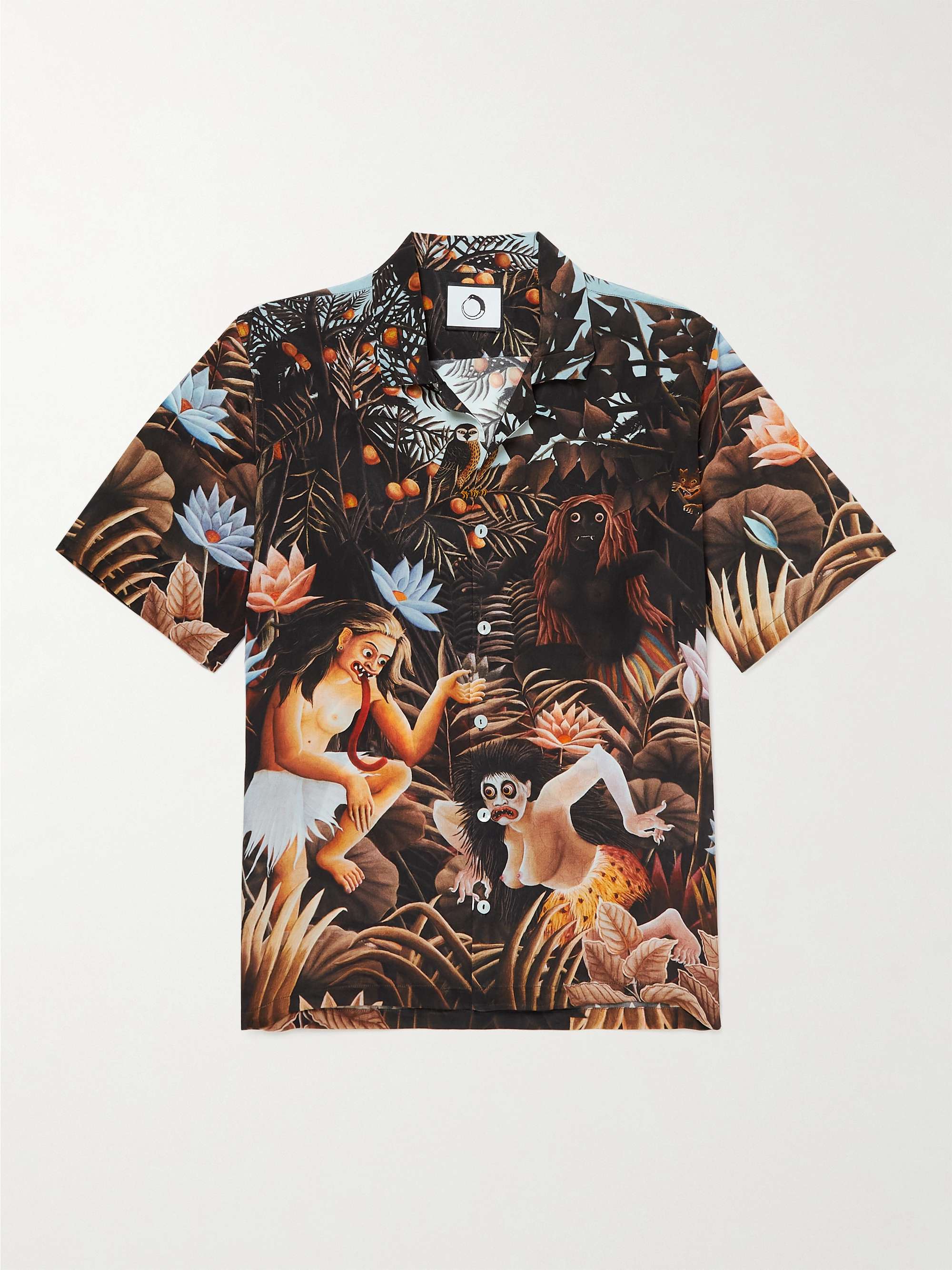 ENDLESS JOY Ratna Convertible-Collar Printed Silk-Crepe Shirt