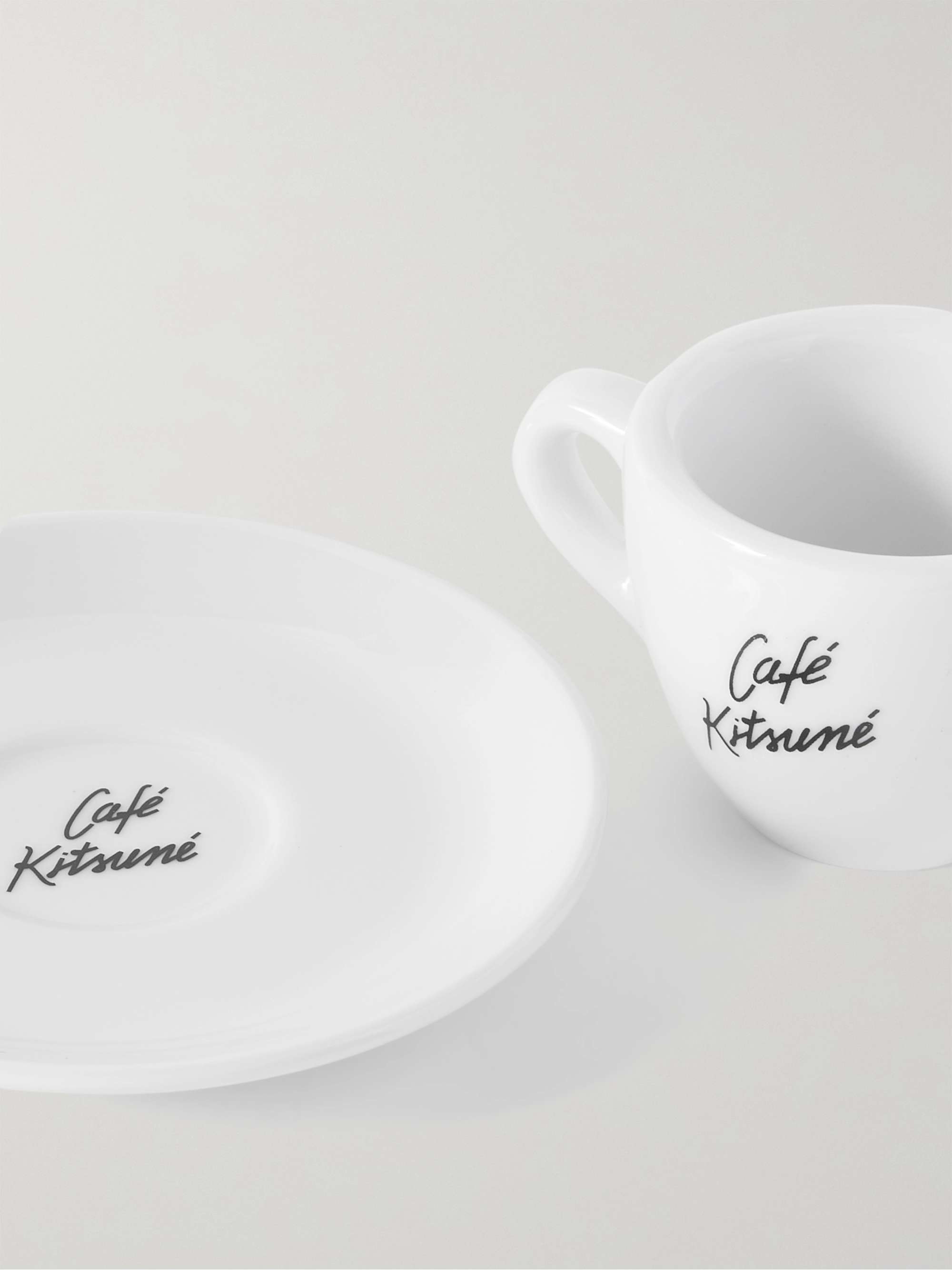 CAFÉ KITSUNÉ Small Logo-Print Ceramic Cup and Saucer Set