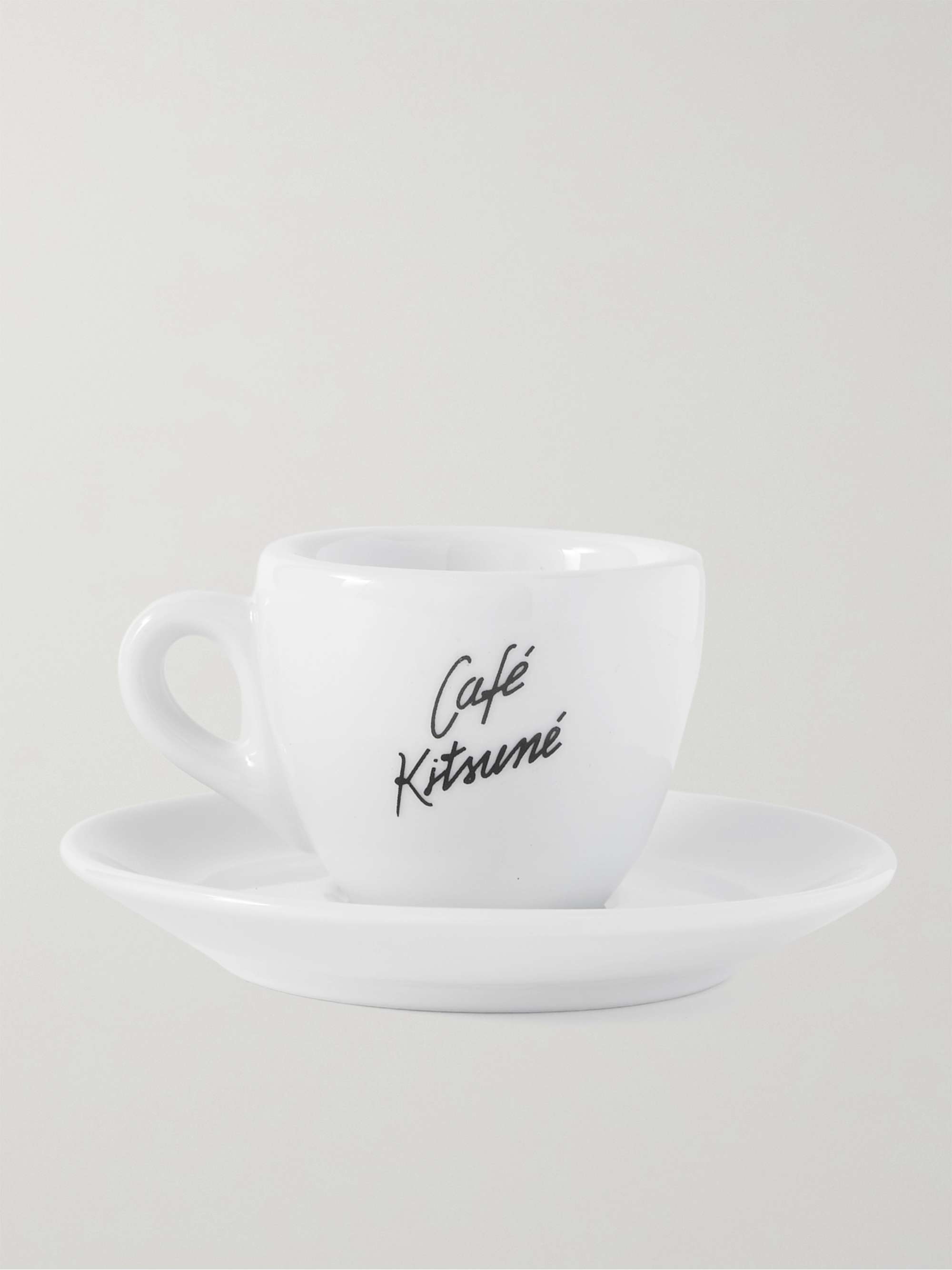 CAFÉ KITSUNÉ Small Logo-Print Ceramic Cup and Saucer Set