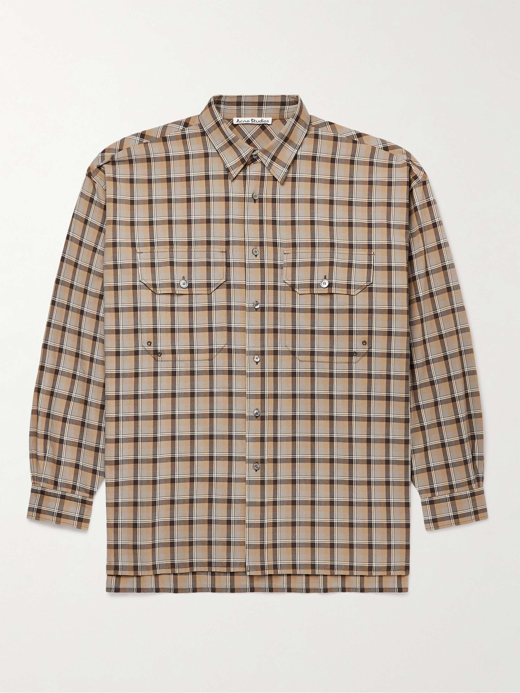 ACNE STUDIOS Oversized Logo-Embroidered Checked Cotton Shirt