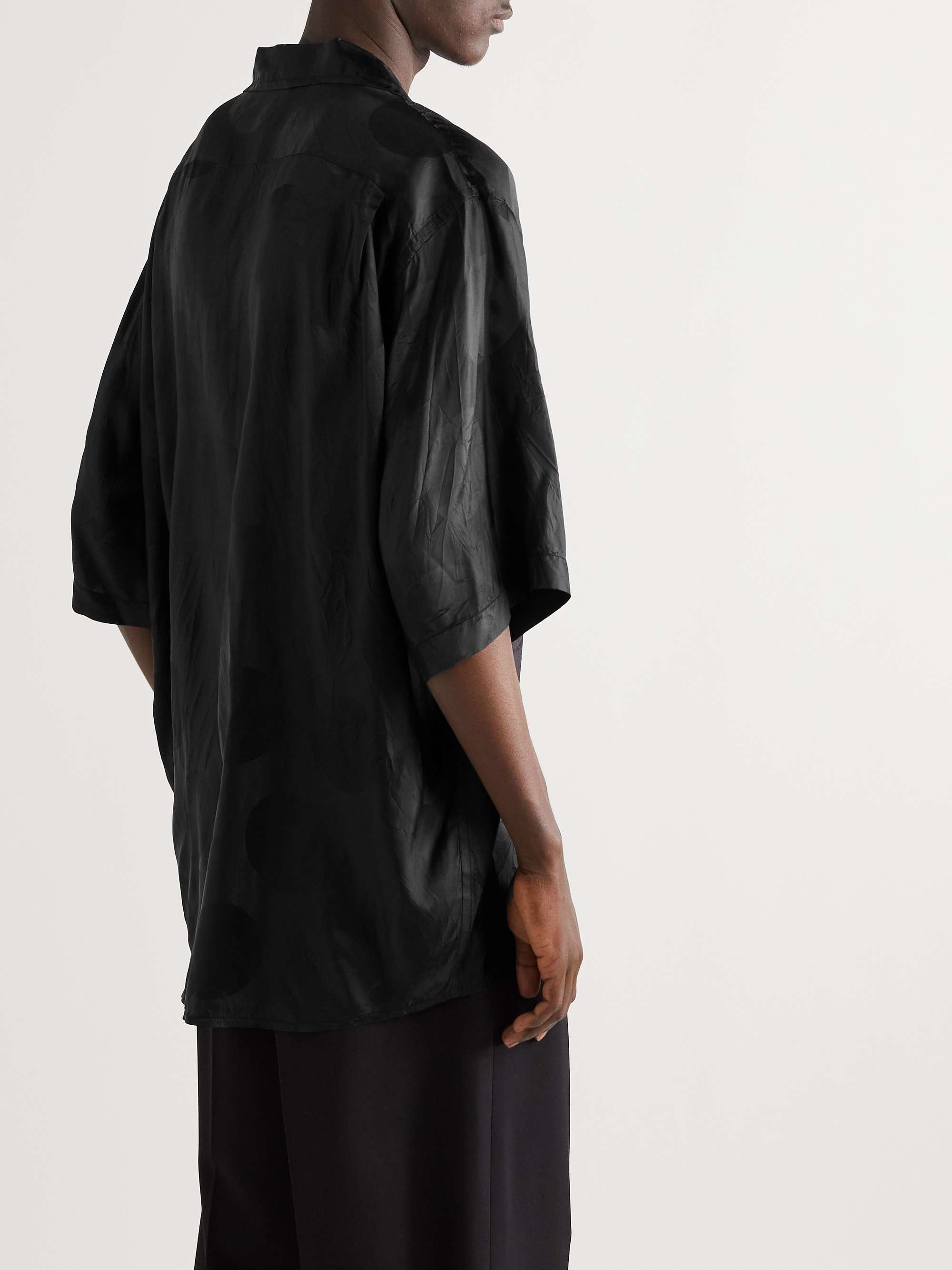 ACNE STUDIOS Oversized Convertible-Collar Satin-Jacquard Shirt