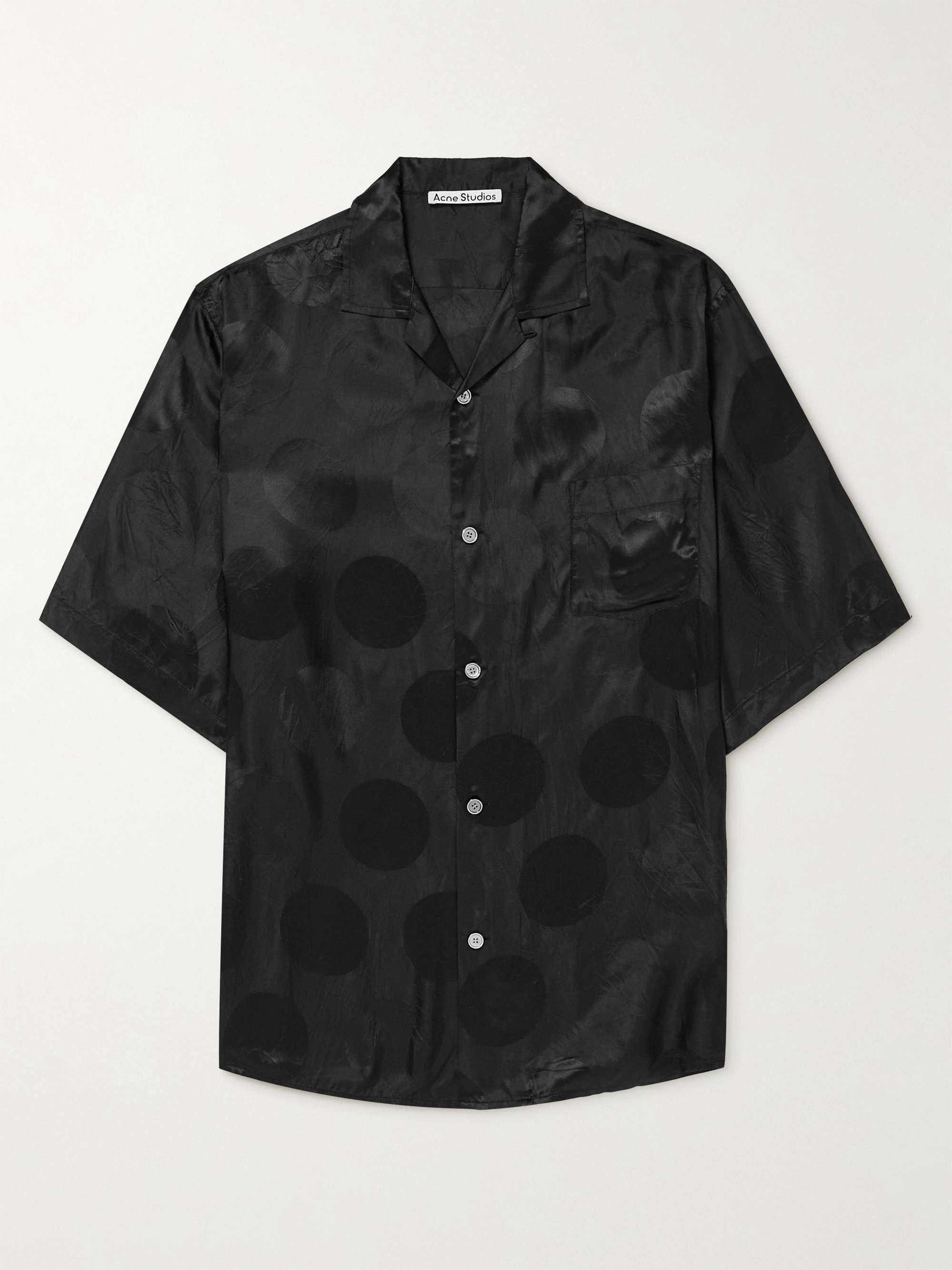 ACNE STUDIOS Oversized Convertible-Collar Satin-Jacquard Shirt