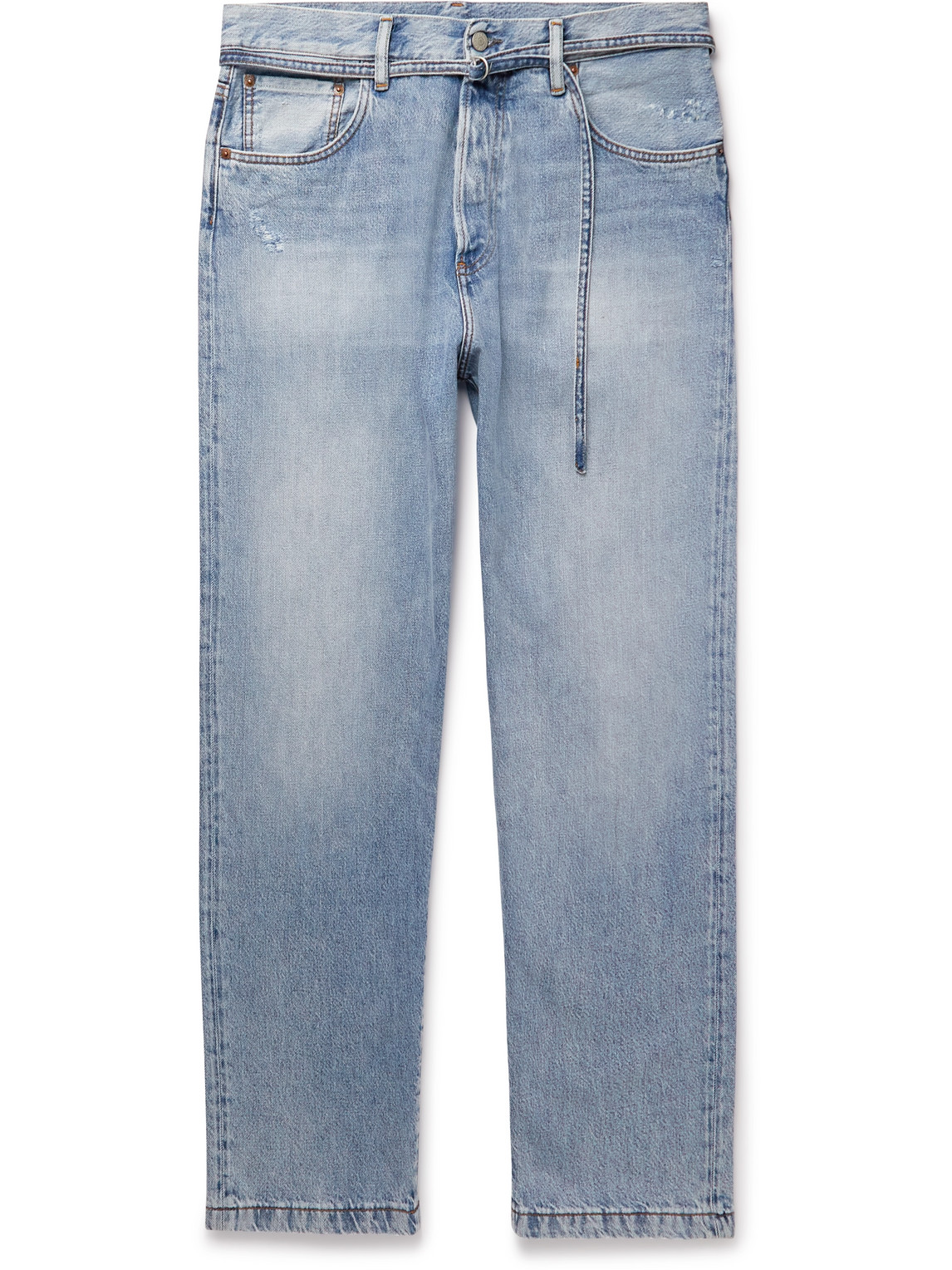Acne Studios 1991 Toj Wide-leg Belted Distressed Jeans In Blue
