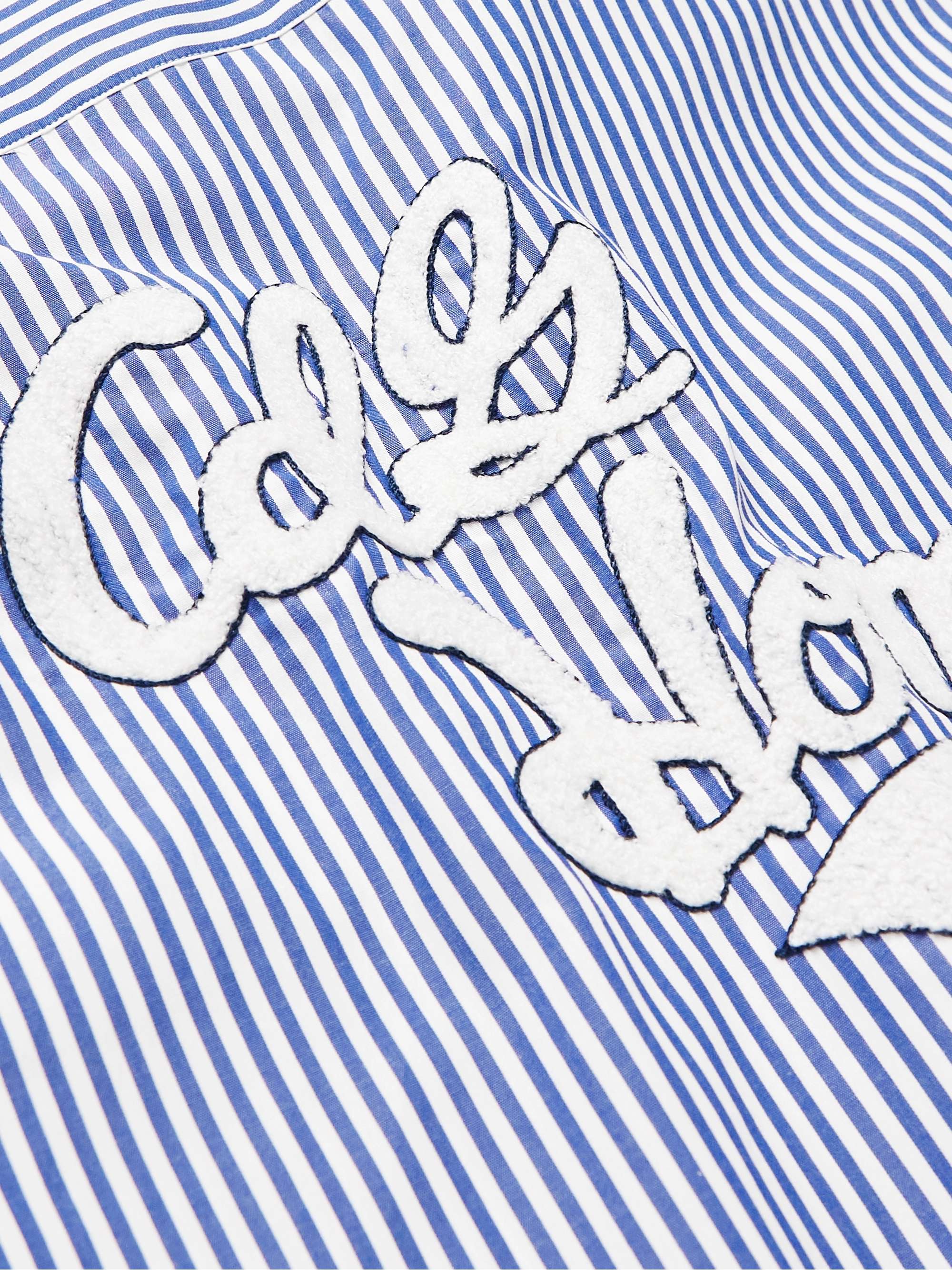 COMME DES GARÇONS HOMME Logo-Appliquéd Striped Cotton Shirt