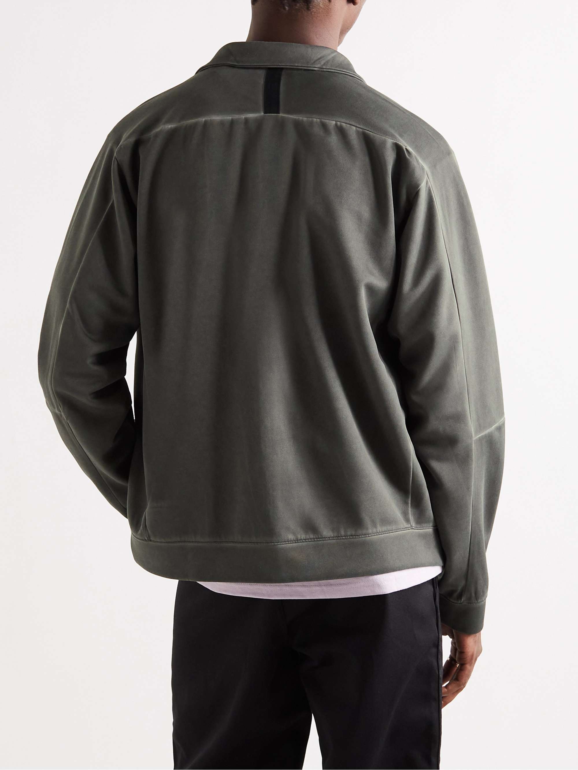NIKE Grosgrain-Trimmed Garment-Dyed Recycled Jersey Zip-Up Sweatshirt