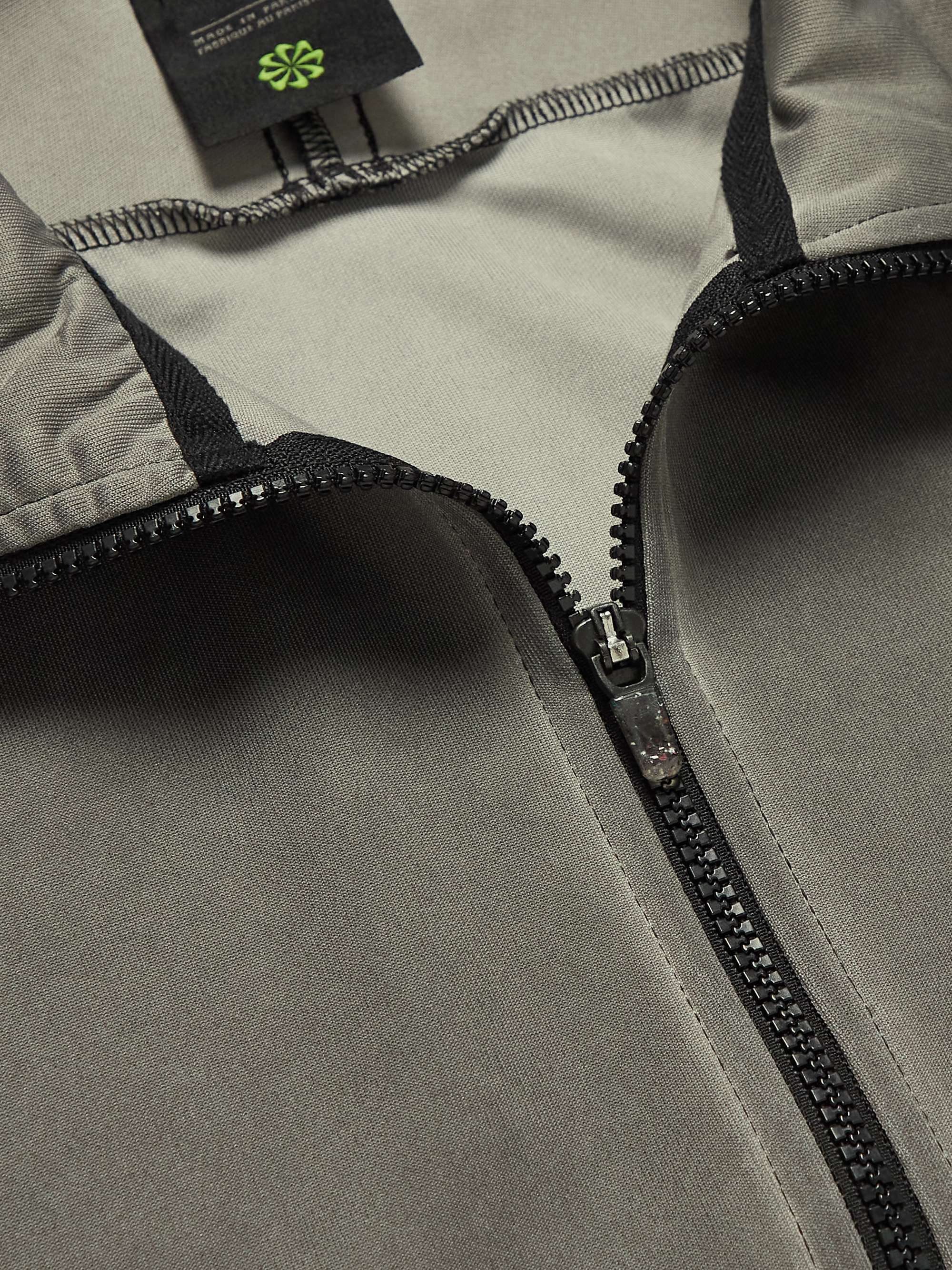 NIKE Grosgrain-Trimmed Garment-Dyed Recycled Jersey Zip-Up Sweatshirt