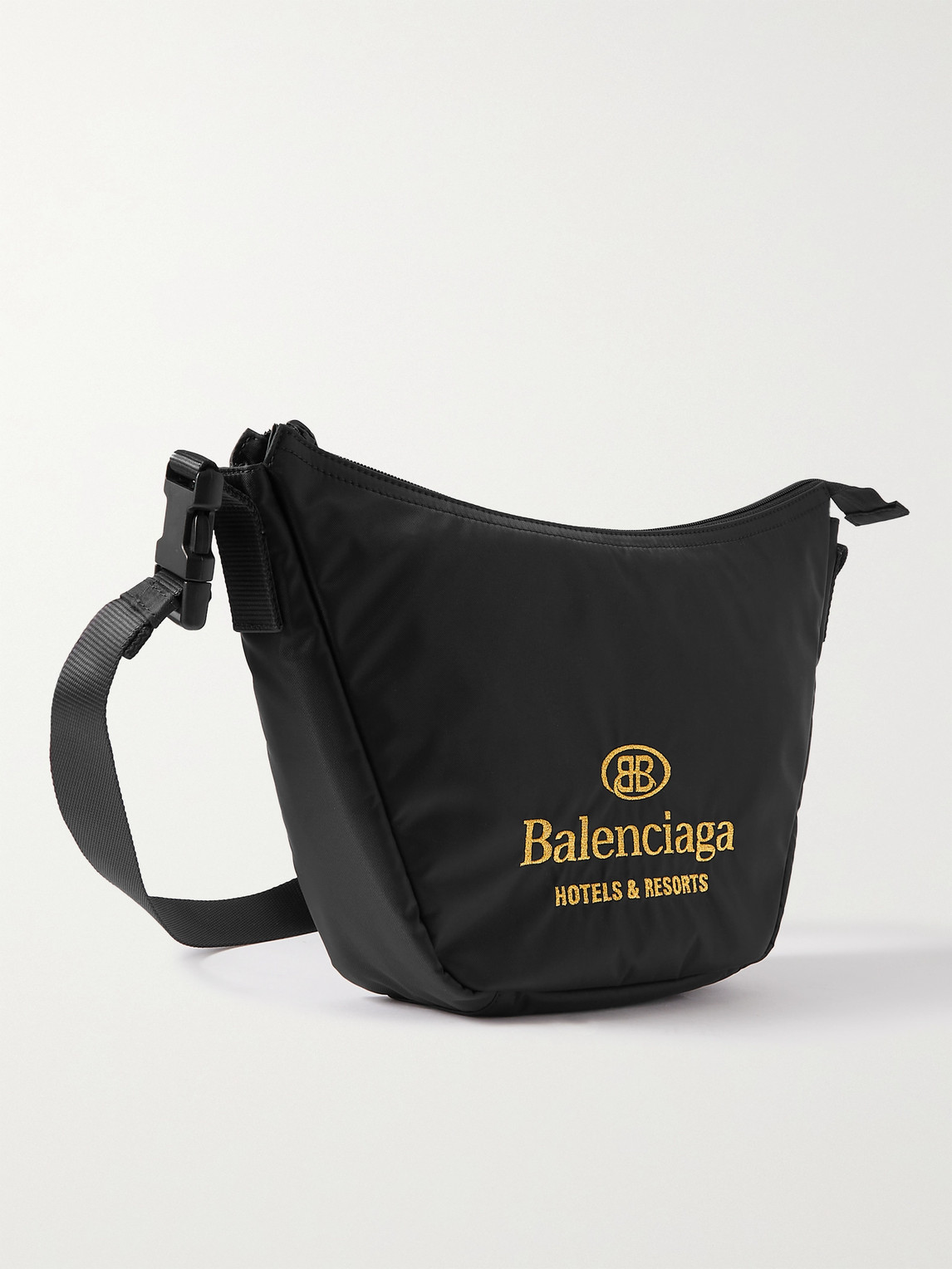 Balenciaga Logo-embroidered Shell Messenger Bag In Black