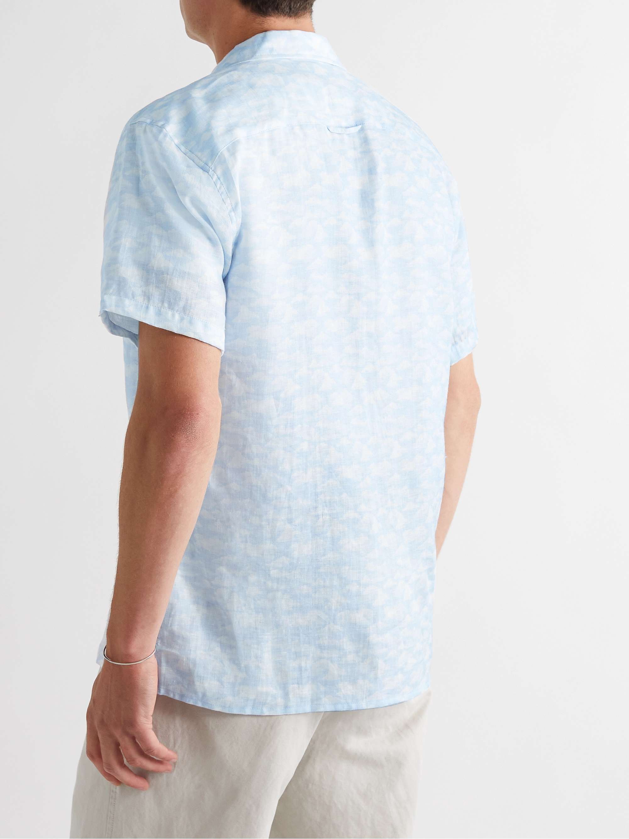 DEREK ROSE Camp-Collar Printed Linen Shirt
