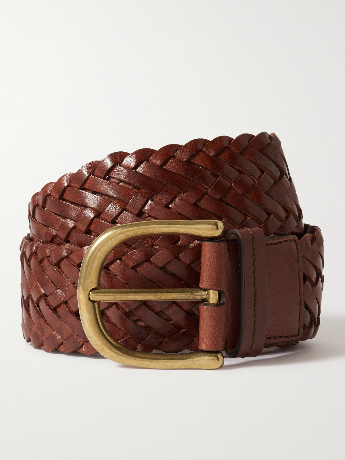 Tom Ford 4cm Woven Leather Belt In Brown