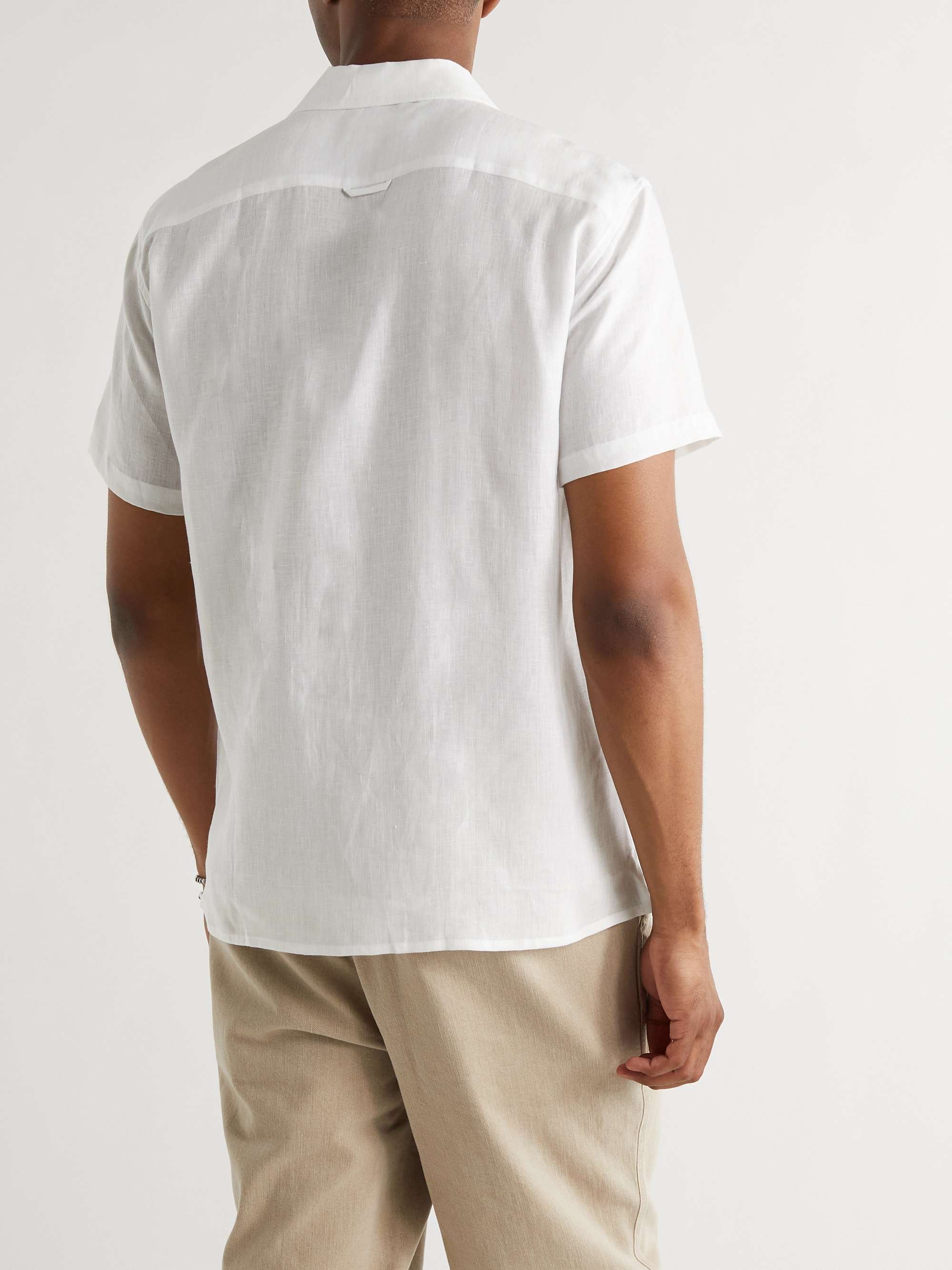 DEREK ROSE Monaco Camp-Collar Linen Shirt