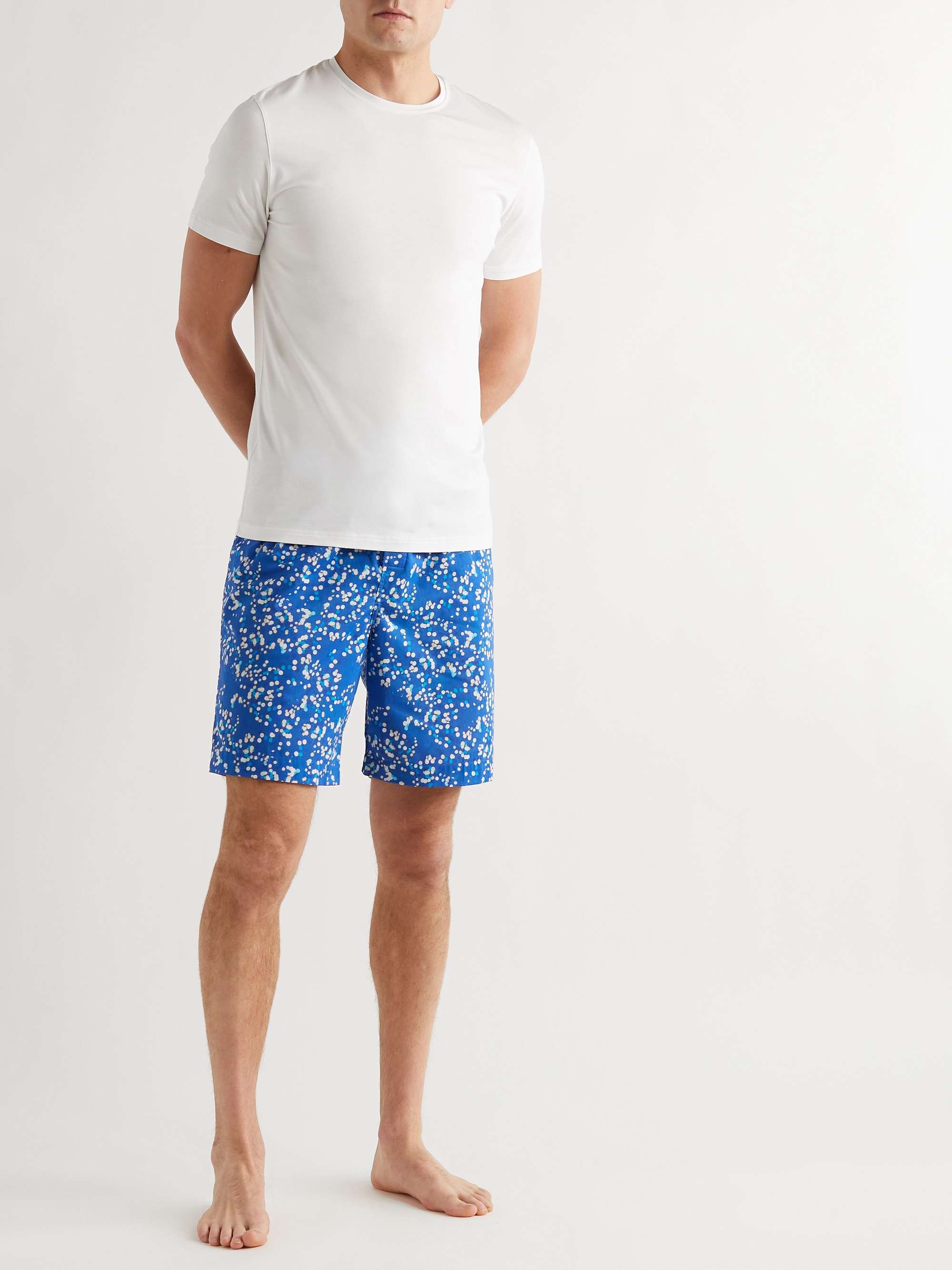 DEREK ROSE Printed Cotton Pyjama Shorts