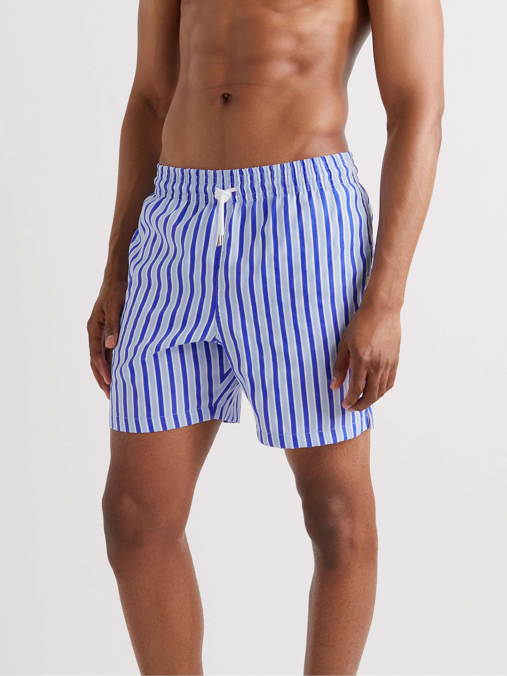 DEREK ROSE Mid-Length Striped Swim Shorts