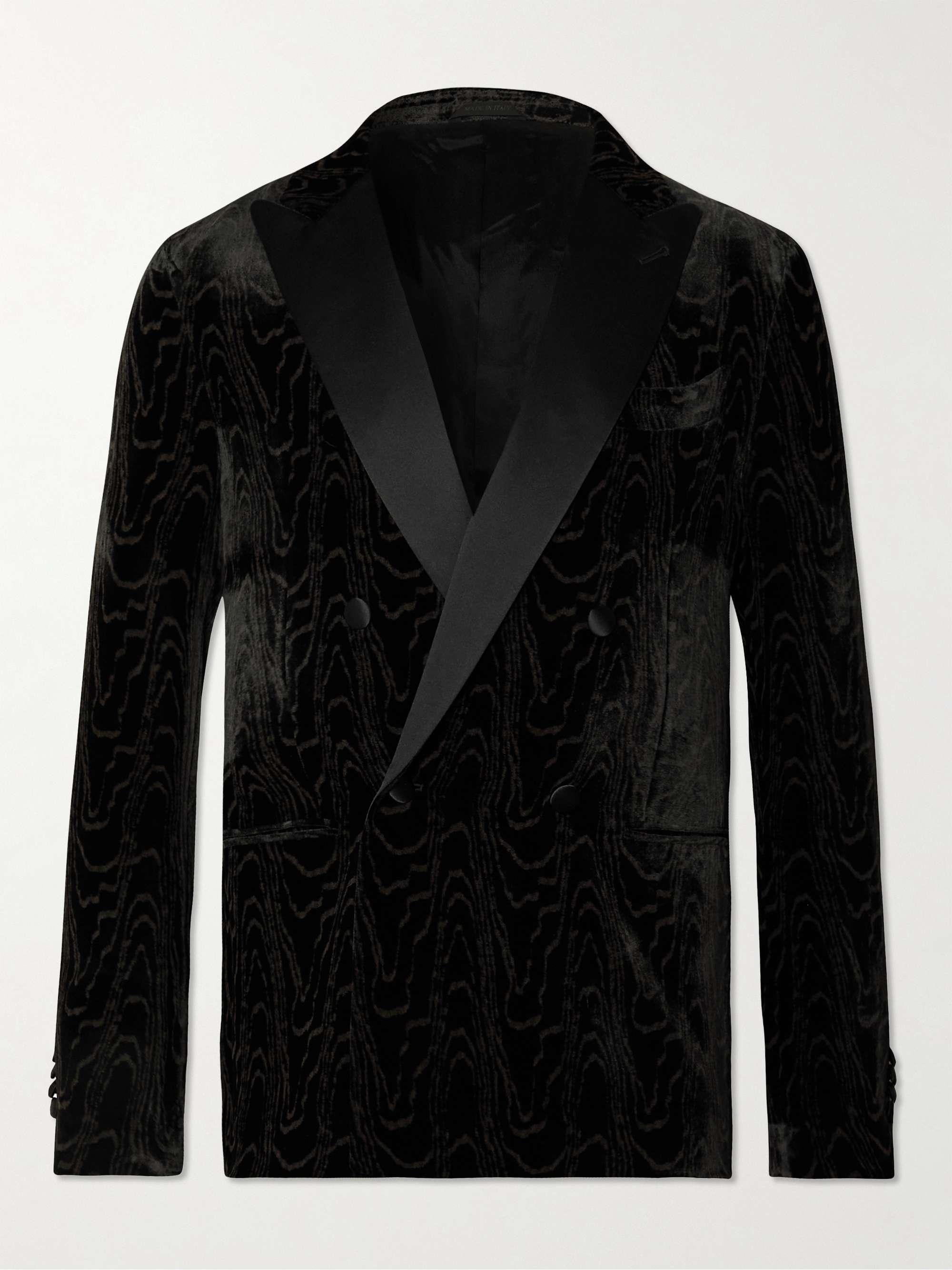 GIORGIO ARMANI Double-Breasted Silk-Trimmed Velvet Moire Tuxedo Jacket