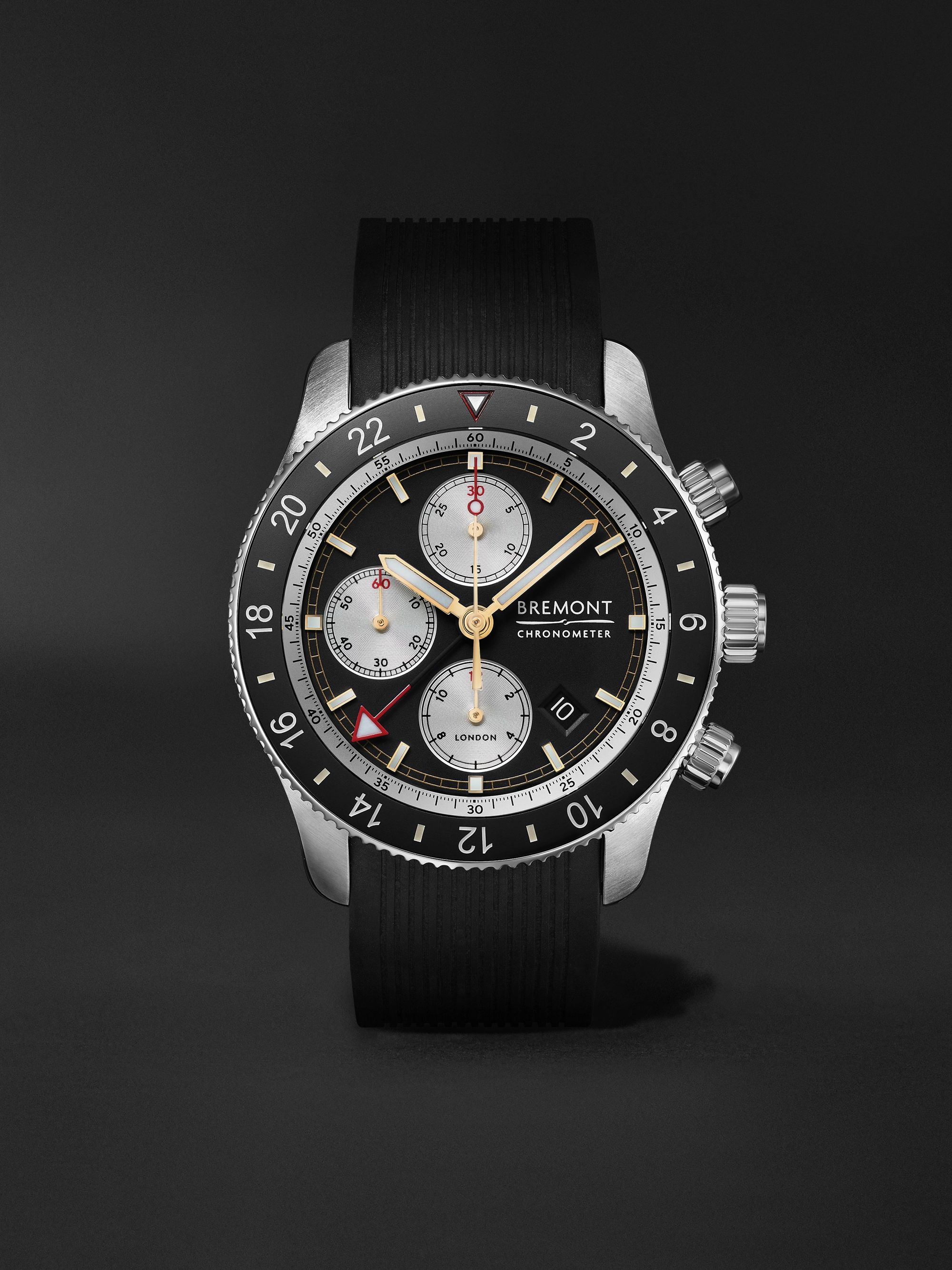 BREMONT Supermarine Sport Automatic Chronograph 43mm Stainless Steel and Rubber Watch, Ref. No. S200