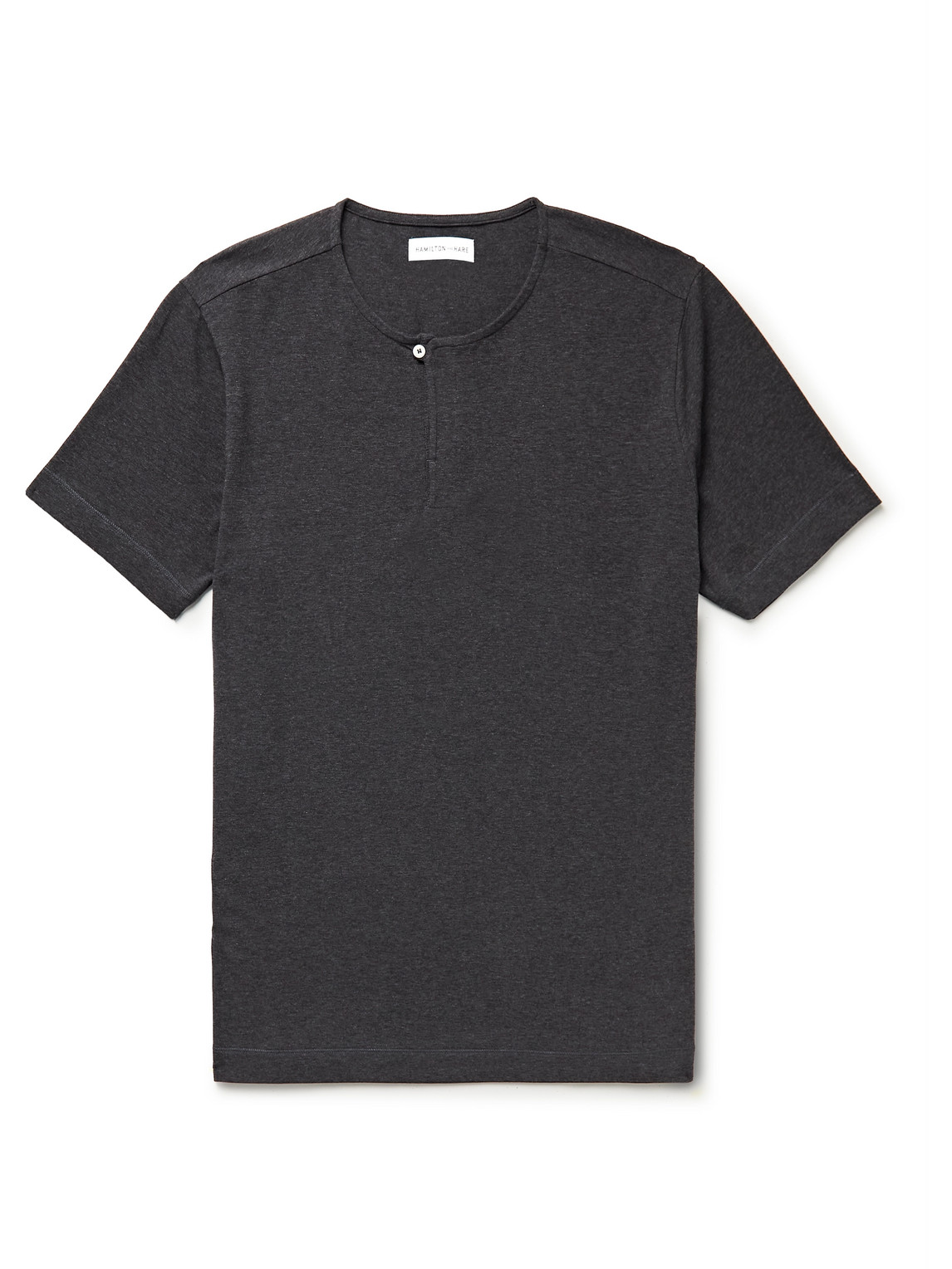 Hamilton And Hare Stretch Lyocell And Cotton-blend Henley Pyjama T-shirt In Gray