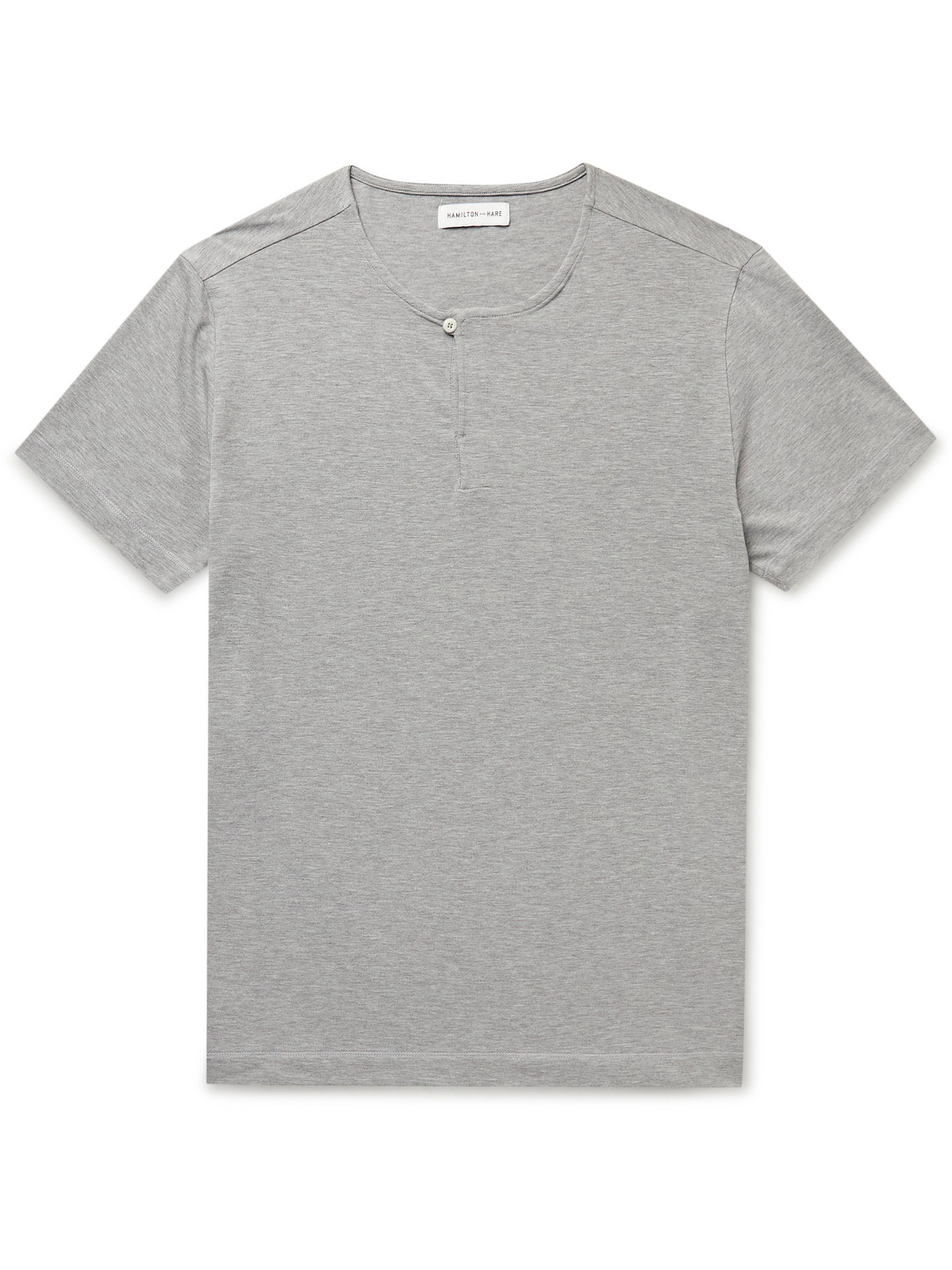 Hamilton And Hare Stretch Lyocell And Cotton-blend Henley Pyjama T-shirt In Gray