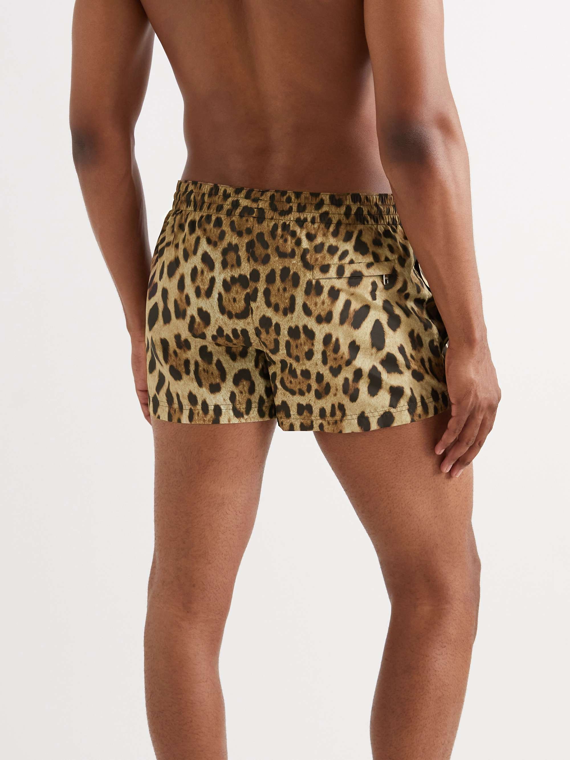 Slim-Fit Short-Length Leopard-Print Swim Shorts
