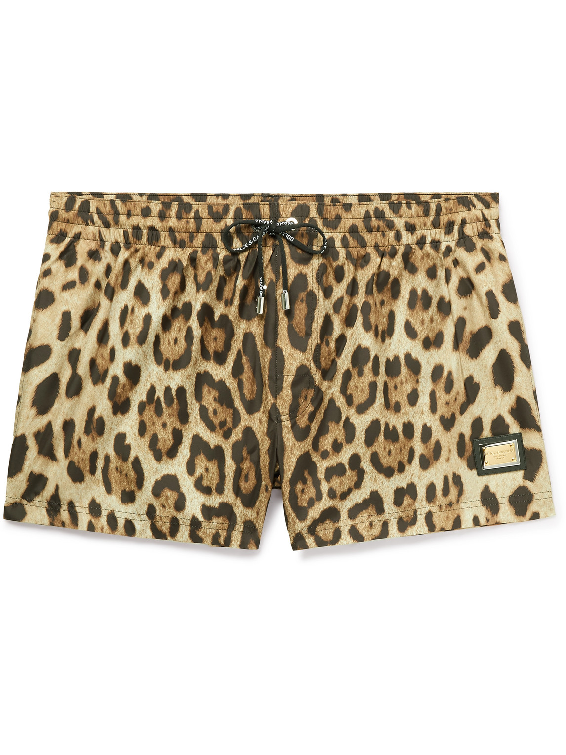 Dolce & Gabbana Slim-fit Short-length Leopard-print Swim Shorts In Brown