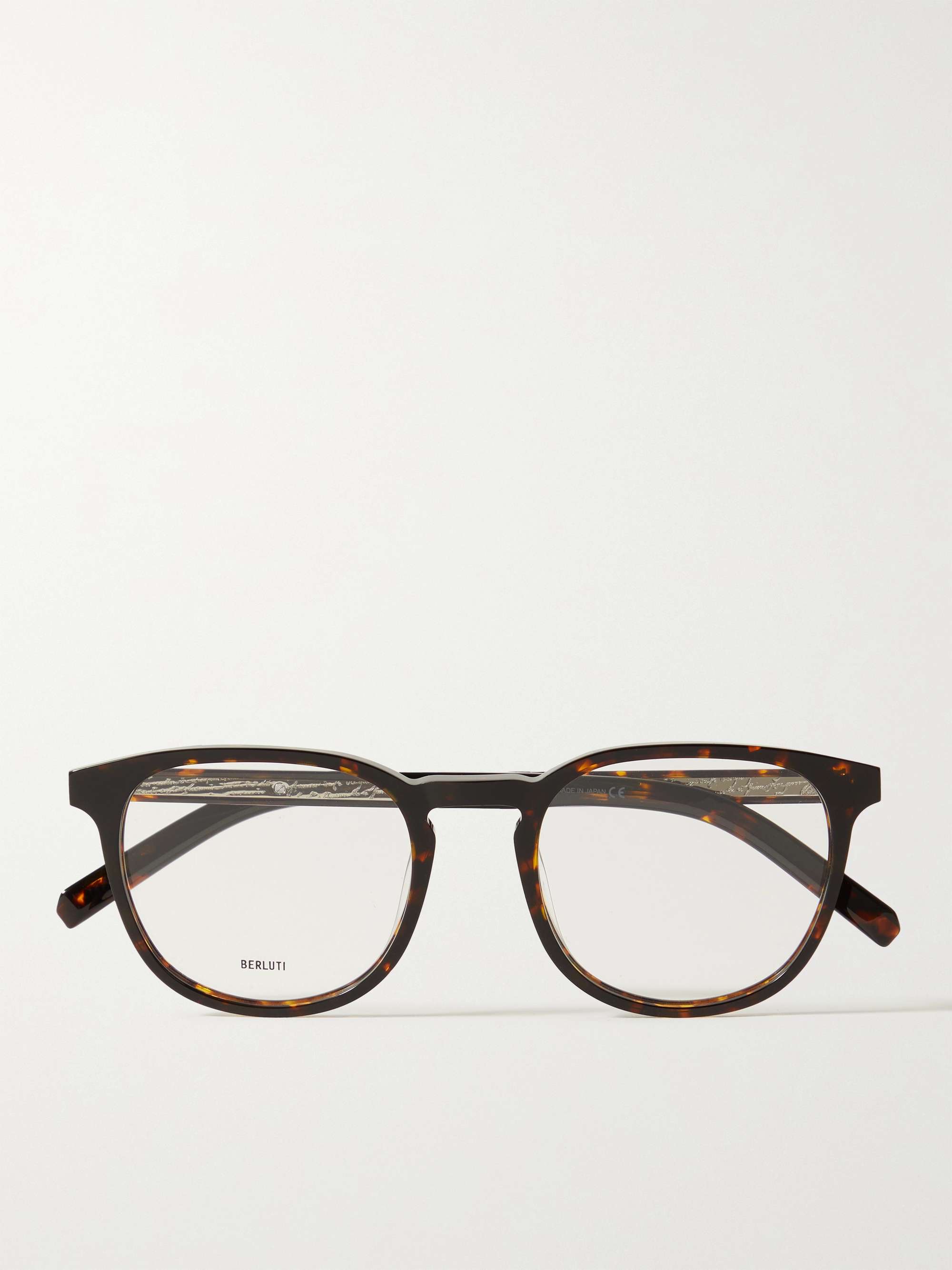 BERLUTI Round-Frame Tortoiseshell Acetate Optical Glasses