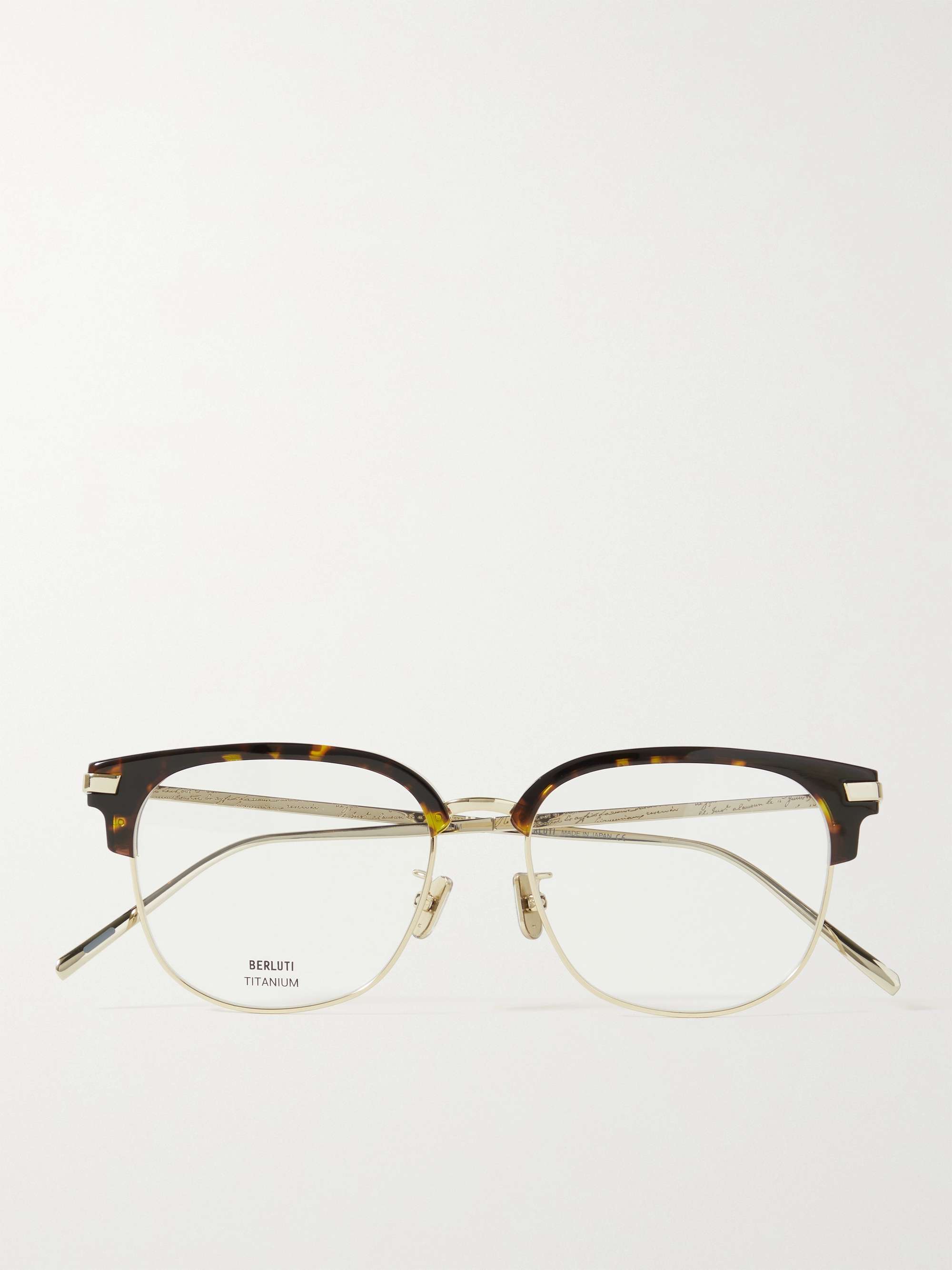BERLUTI Square-Frame Gold-Tone and Tortoiseshell Acetate Optical Glasses