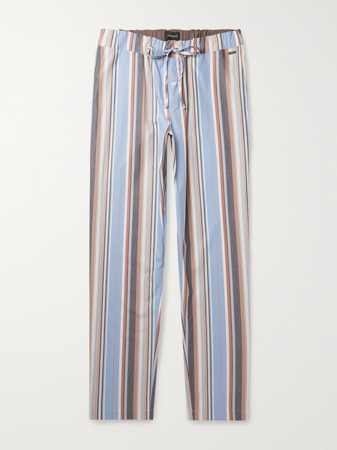 Hanro Night & Day Striped Cotton-poplin Pyjama Trousers In Orange Blue
