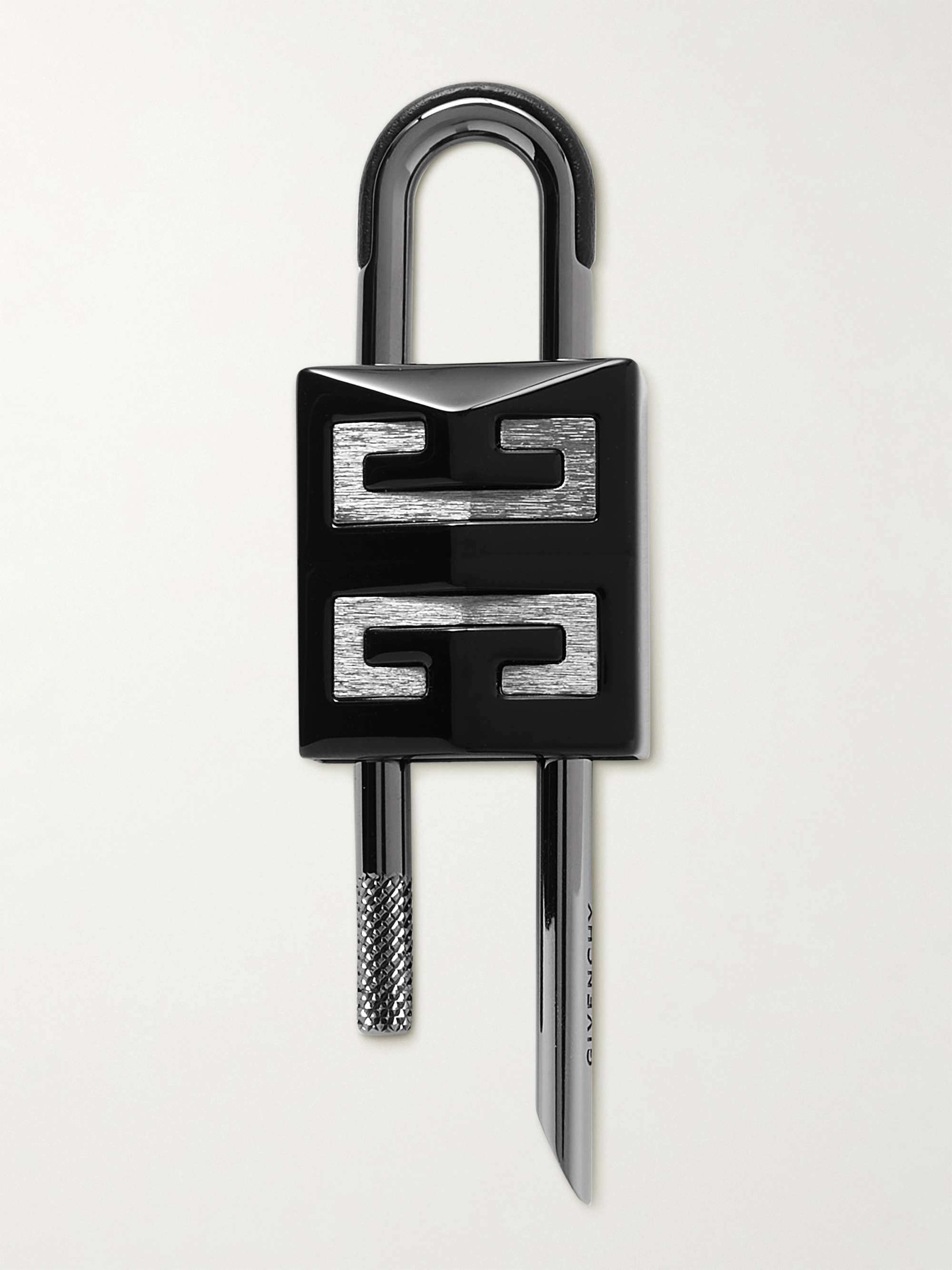GIVENCHY Logo-Detailed Leather-Trimmed Two-Tone Metal Padlock