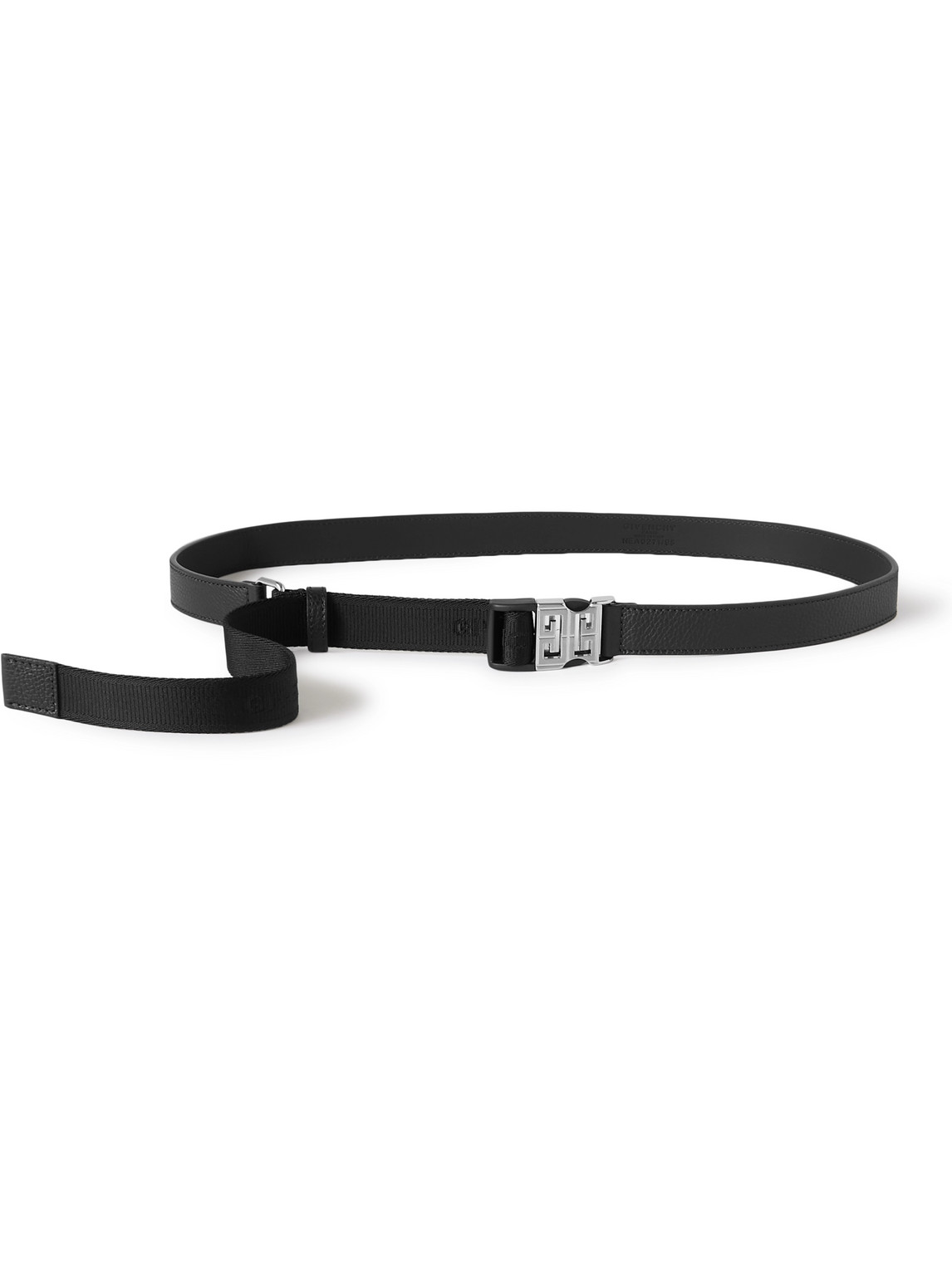 Givenchy 2.5cm Logo-jacquard Canvas And Full-grain Leather Belt In Black