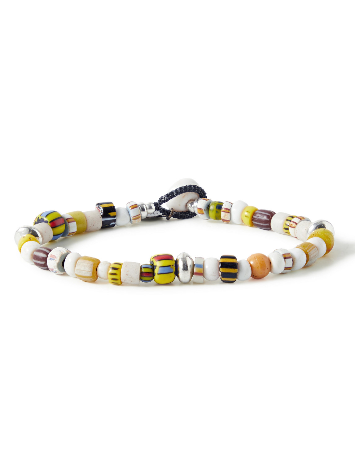 Mikia Multi-stone And Sterling Silver Beaded Bracelet In Yellow