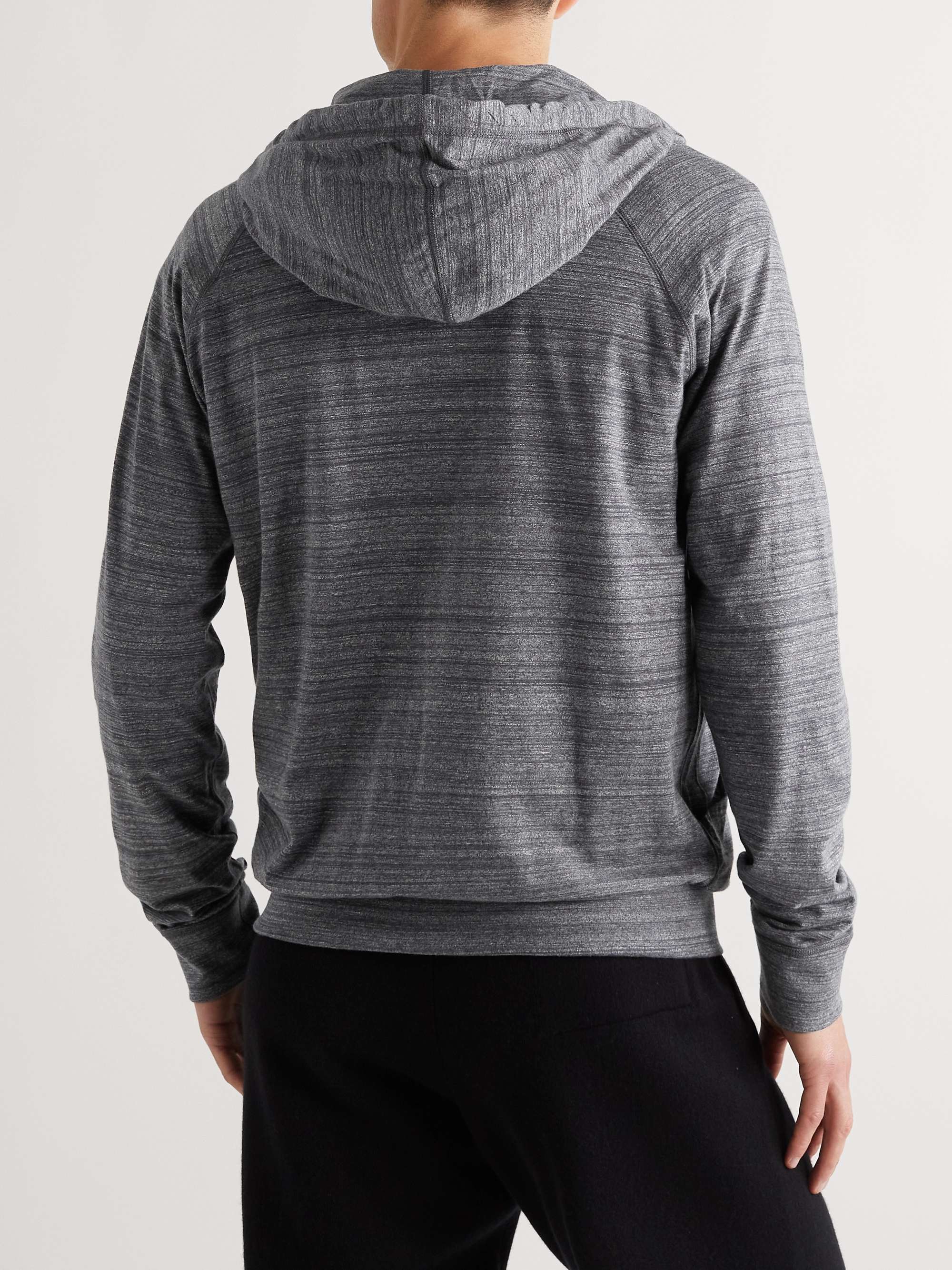 PAUL SMITH Grosgrain-Trimmed Space-Dyed Cotton-Jersey Hoodie