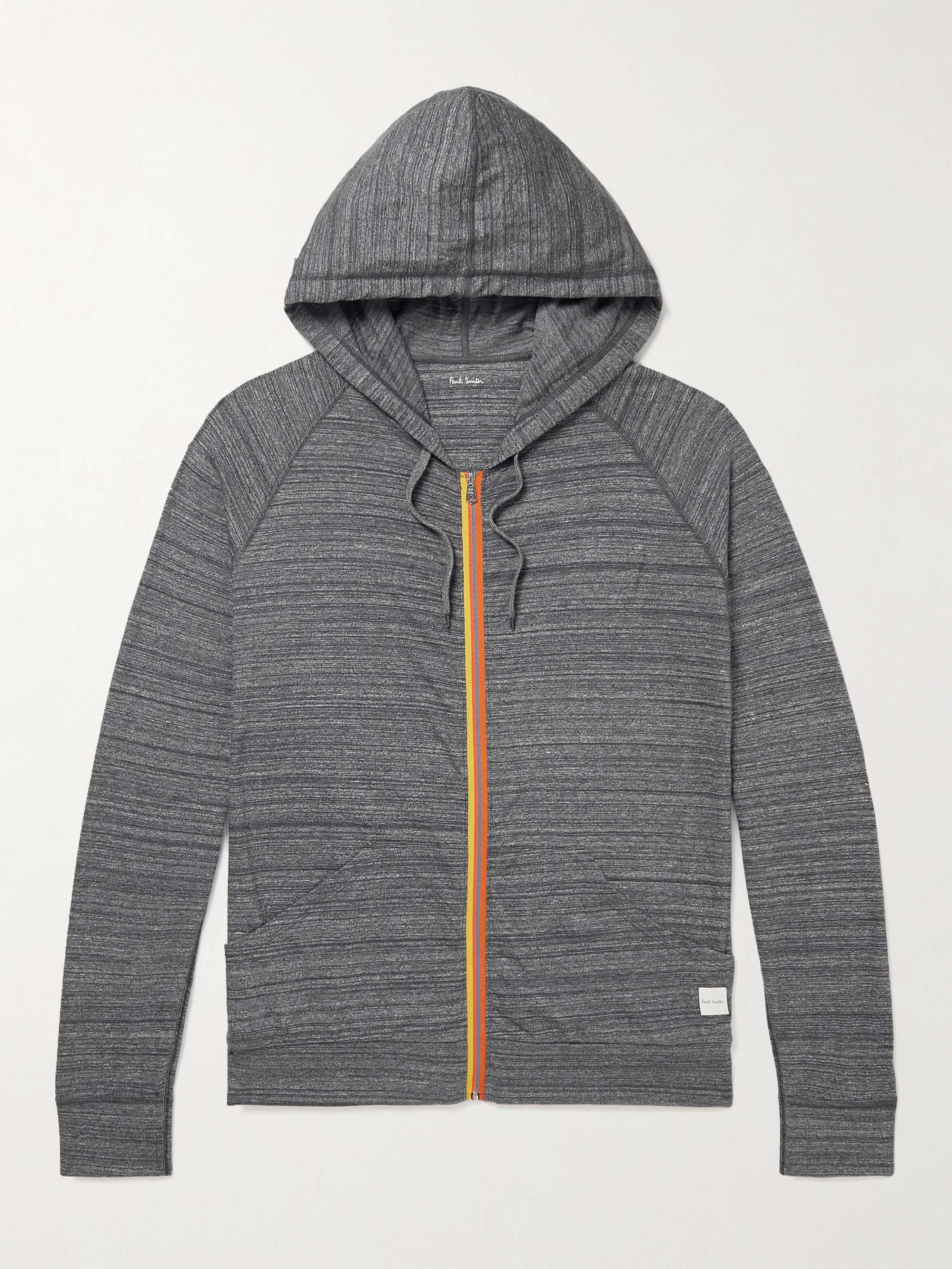PAUL SMITH Grosgrain-Trimmed Space-Dyed Cotton-Jersey Hoodie
