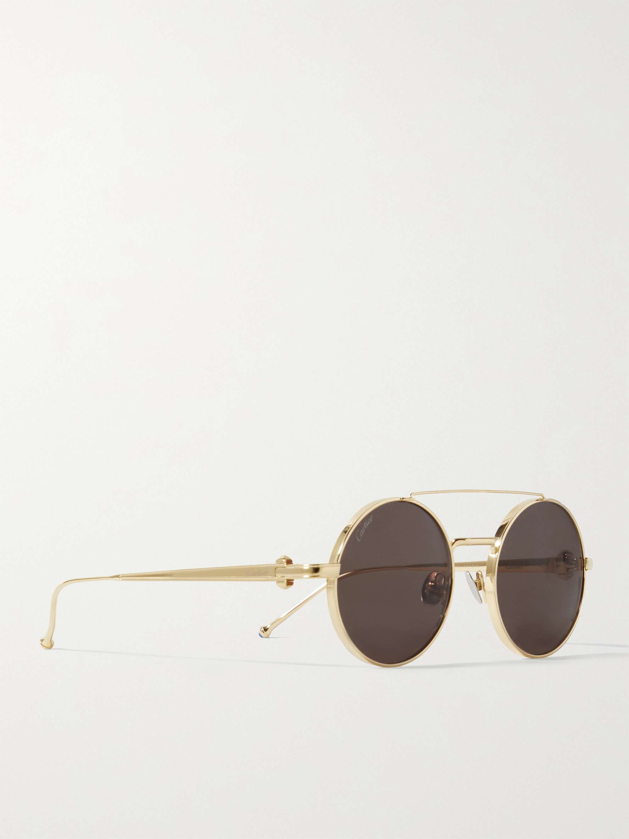 CARTIER EYEWEAR Round-Frame Silver-Tone Titanium Sunglasses