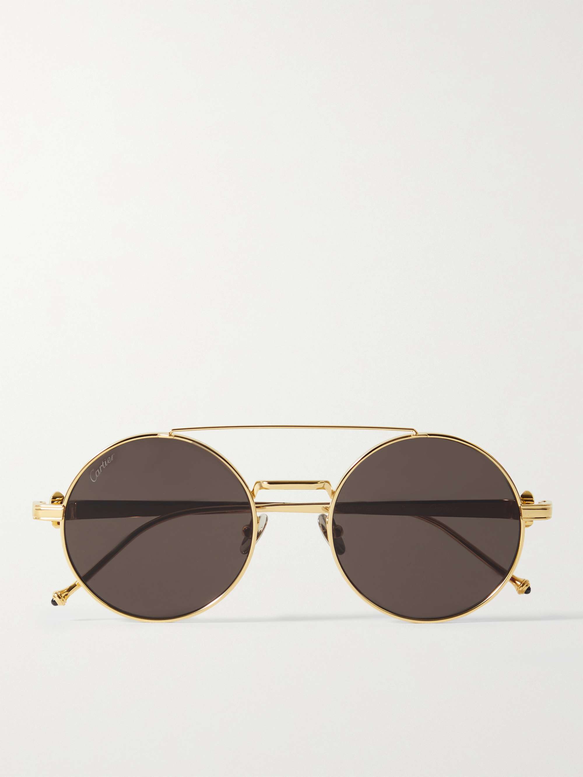 CARTIER EYEWEAR Round-Frame Silver-Tone Titanium Sunglasses