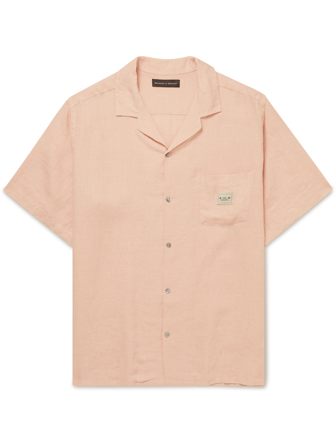 Desmond & Dempsey Camp-collar Linen Pyjama Shirt In Pink