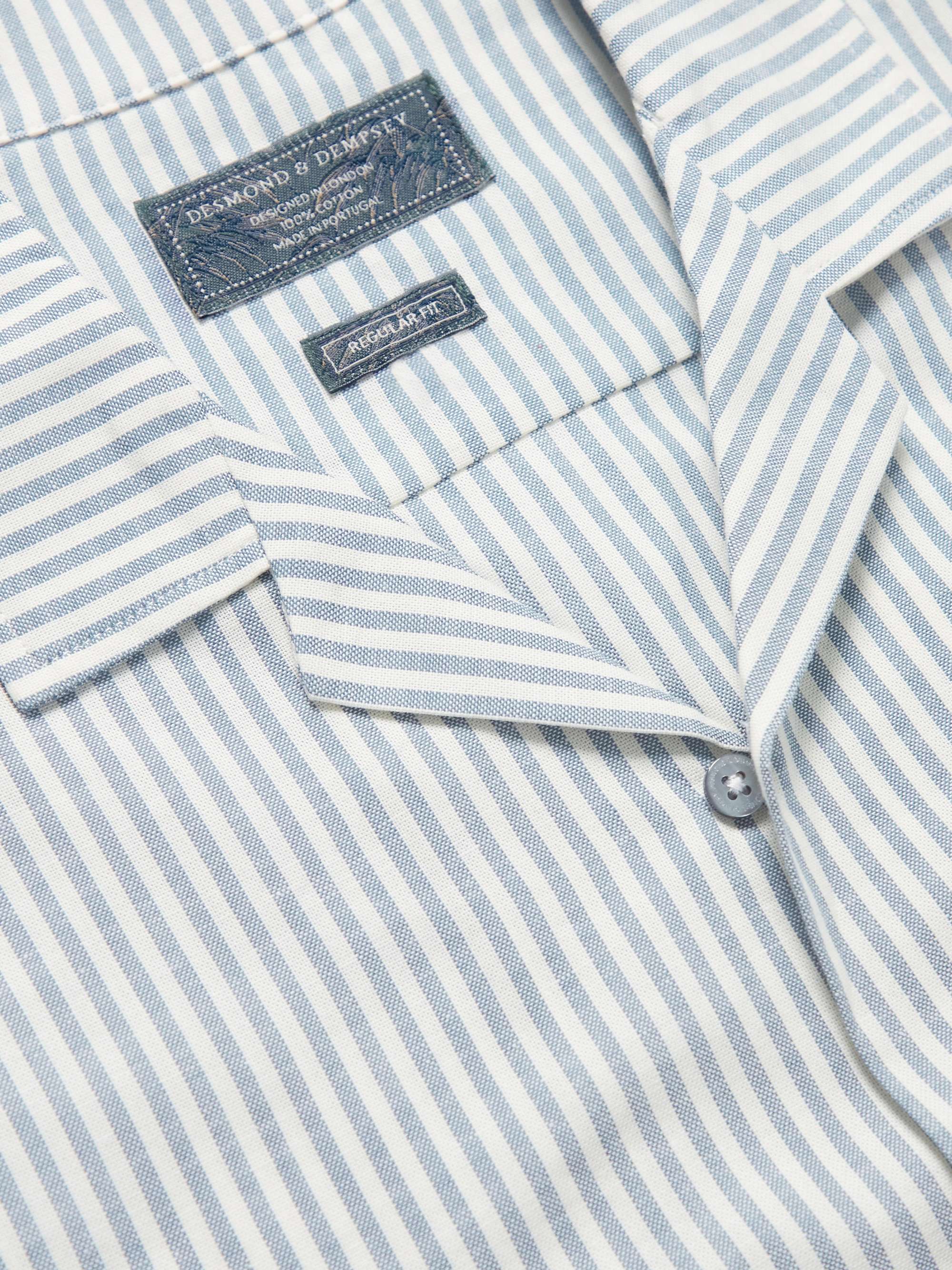 DESMOND & DEMPSEY Embroidered Striped Cotton Oxford Pyjama Set